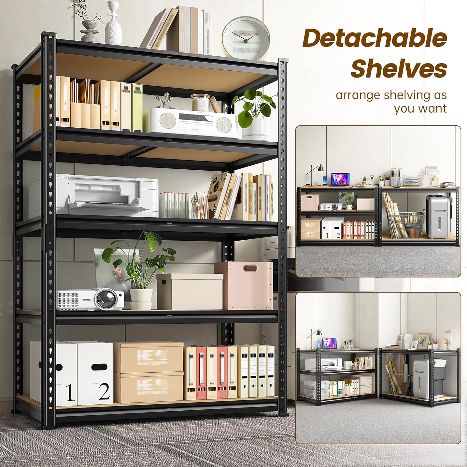 5-Tier Storage Shelves, 1980LBS Adjustable Pantry Shelves, Metal Shelving Unit for Kitchen, Pantry