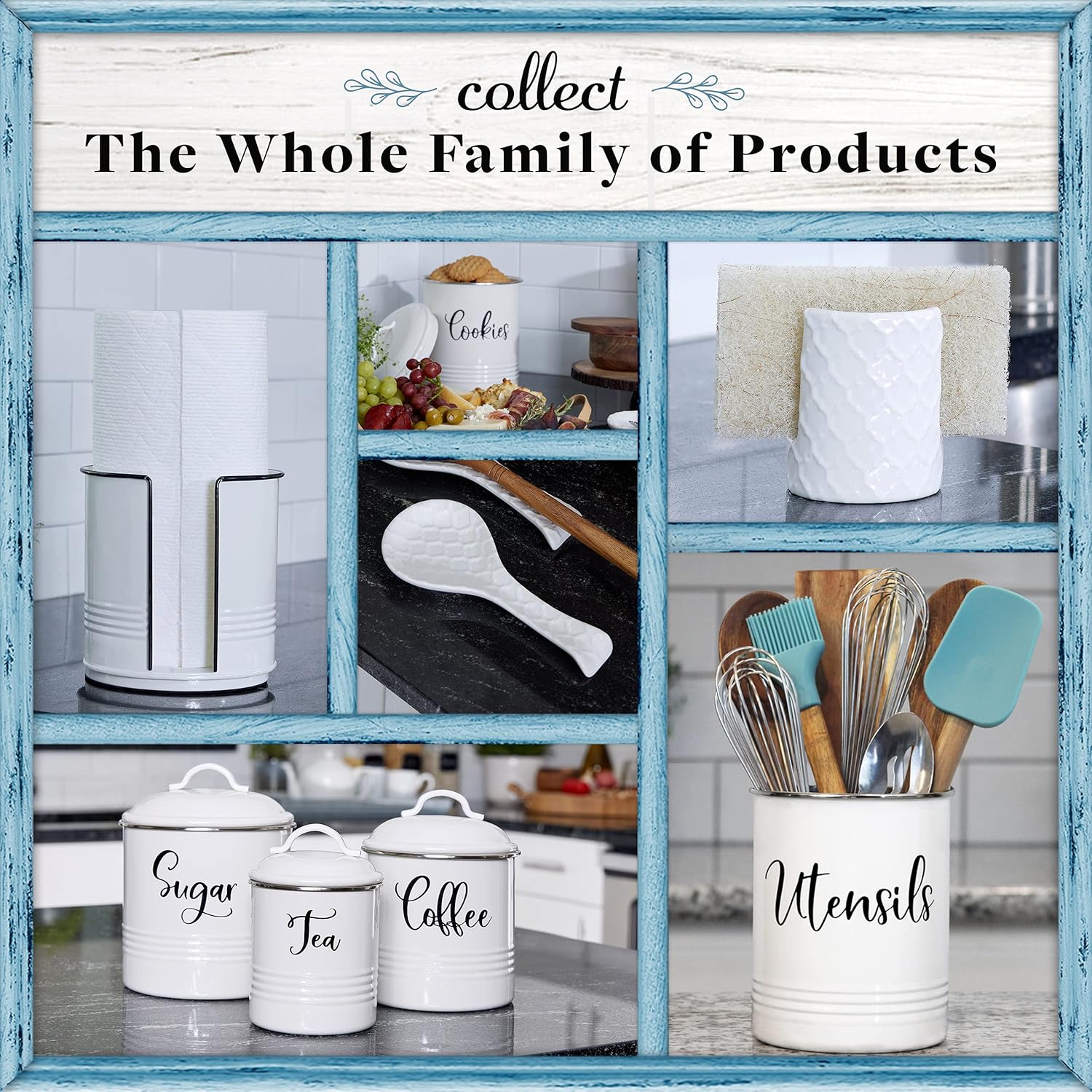 Home Acre Designs Sponge Holder for Kitchen Sink - Rustic Farmhouse Home Kitchen Decor - White