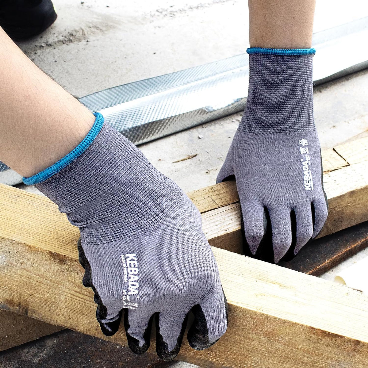 12 Pairs Work Gloves for Men and Women, Nitrile Coated Safety Protective Gloves with Grip, Ideal