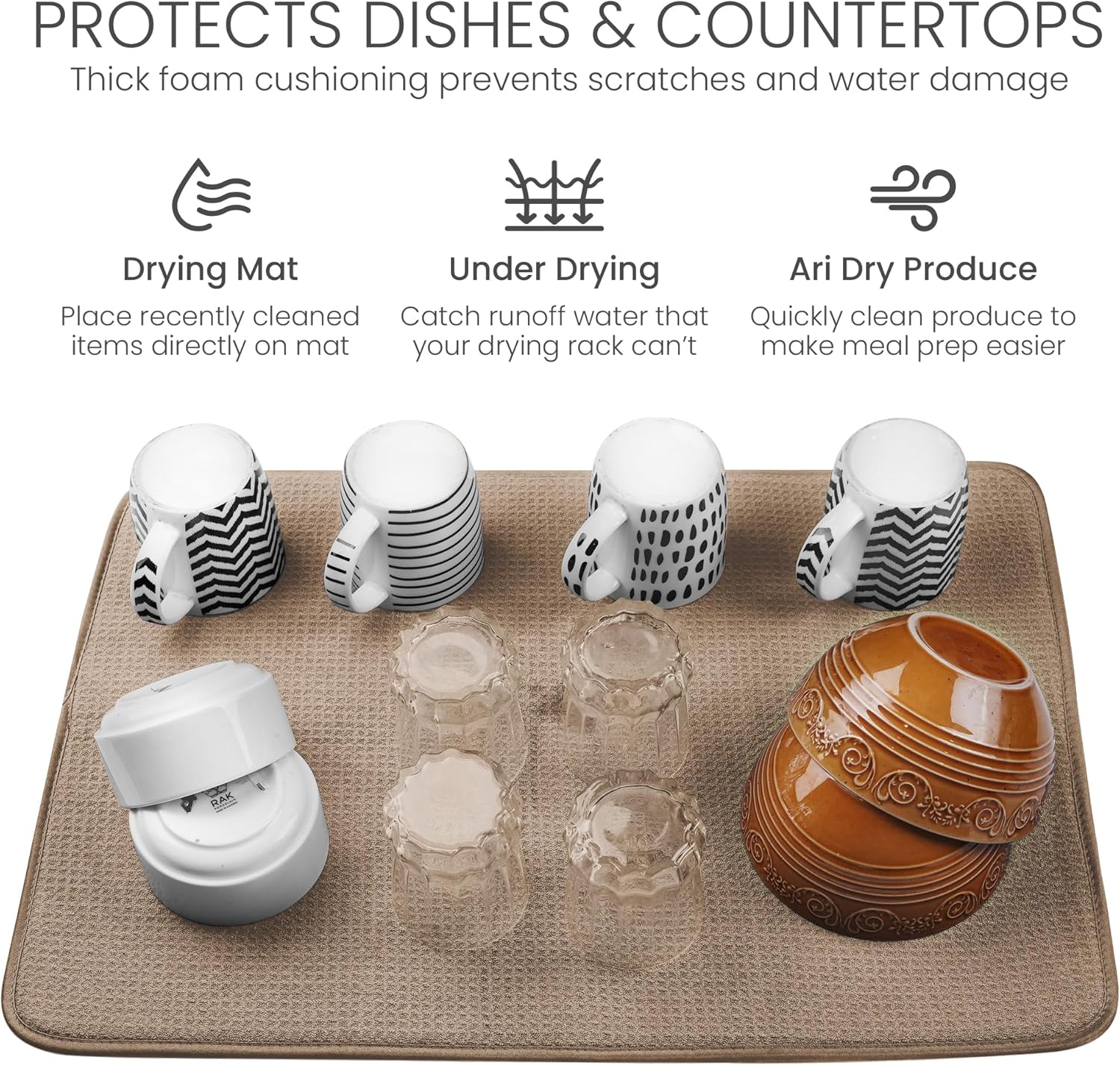 Bellemain XXL Dish Mat 24" x 17" ( LARGEST MAT ) Microfiber Dish Drying Mat , Super absorbent (