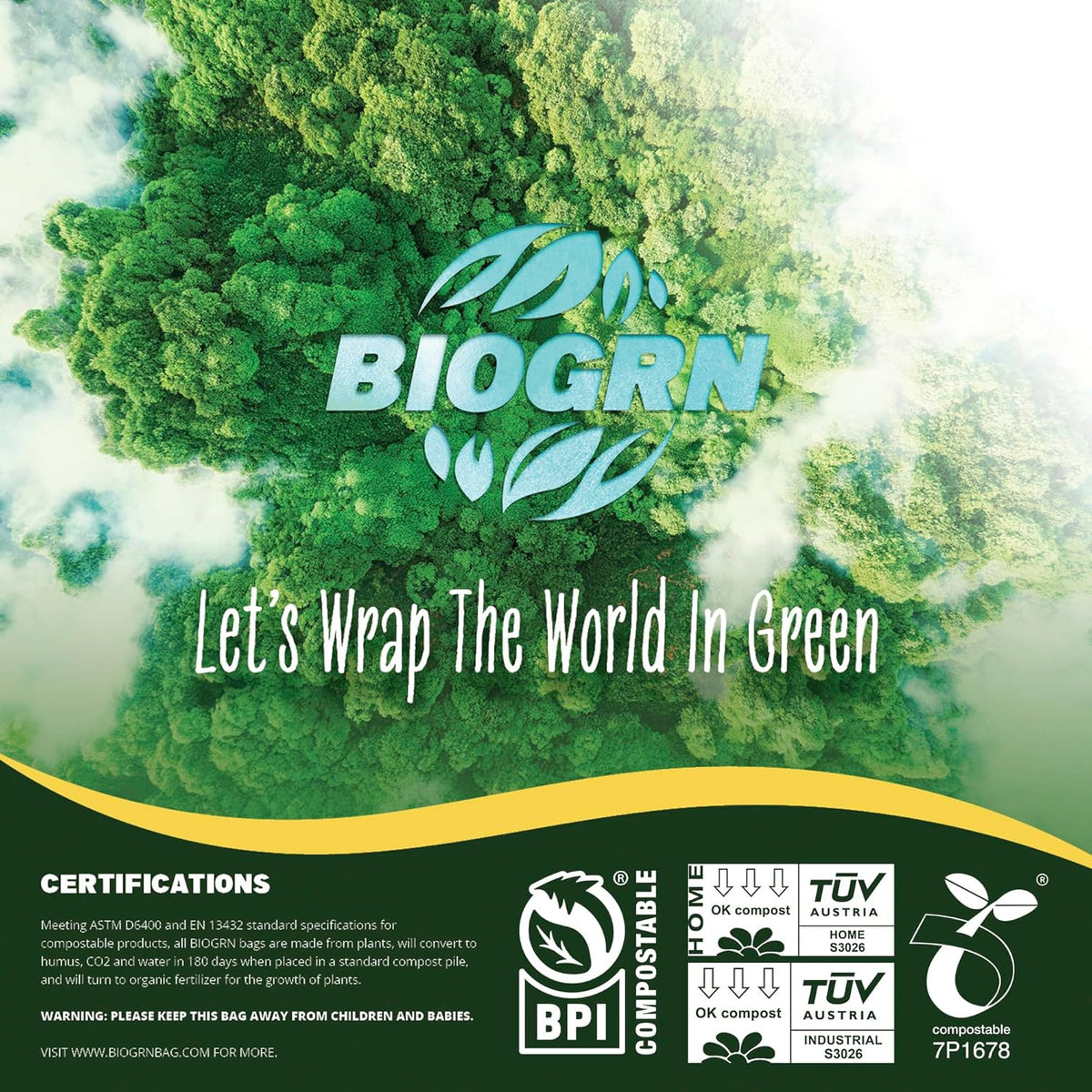 30-33 Gallon Compostable Trash Bags Flat-Top 30 Bags Heavy Duty1.57 Mil, 124.92 Liter Large Lawn