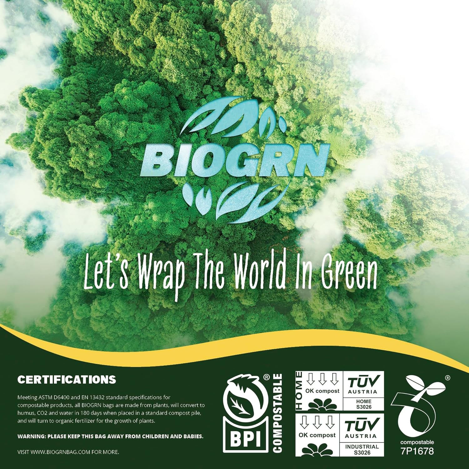 30-33 Gallon Compostable Trash Bags Flat-Top 30 Bags Heavy Duty1.57 Mil, 124.92 Liter Large Lawn