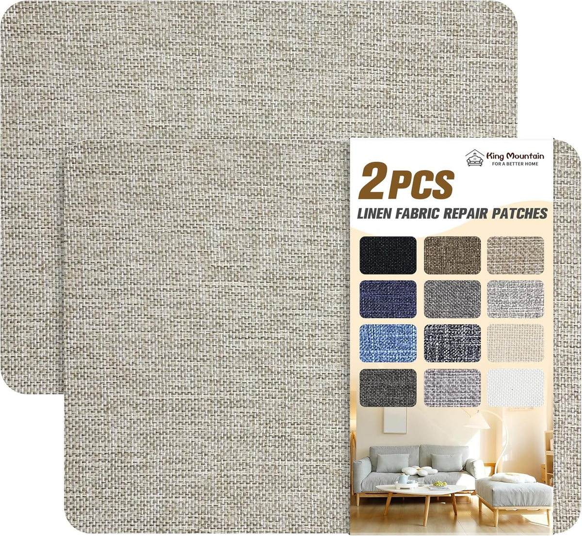 Coarse Linen Repair Patches, Self-Adhesive Linen Fabric Patches, 8X11 inch 2 PCS, Multi Color, Can