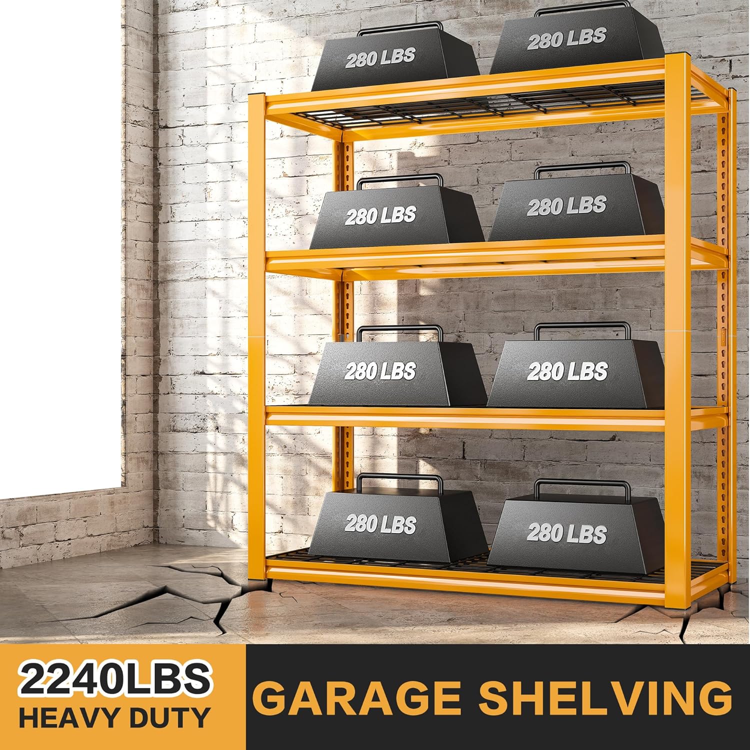 REIBII 40" W Garage Shelving 2240 LBS Storage Shelves Heavy Duty Metal Shelving 4 Tier Metal