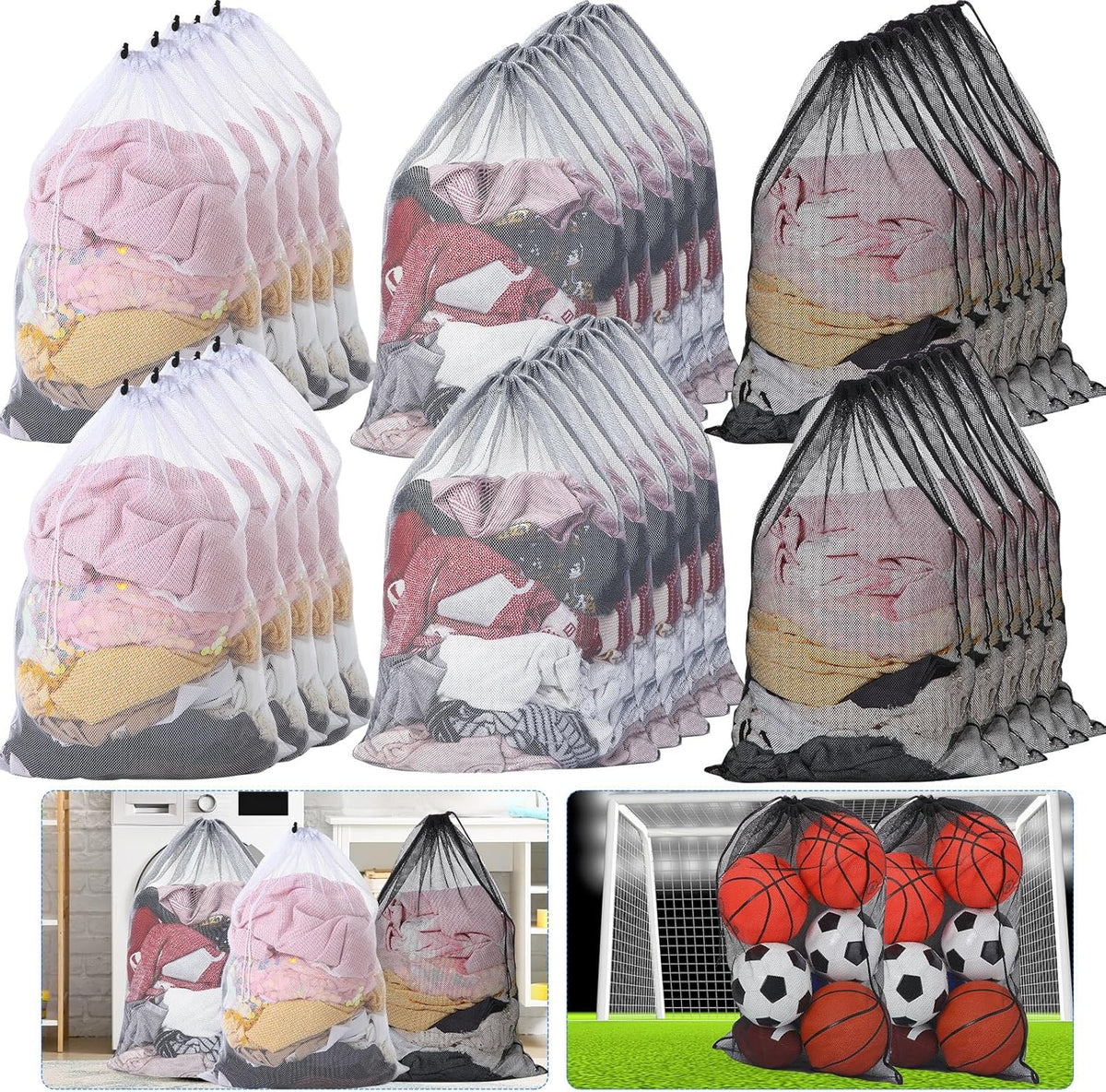 Berlune 30 Pack 24 x 36 Inches Large Mesh Bags for Laundry, Wash bags, Sturdy Mesh Material Closed