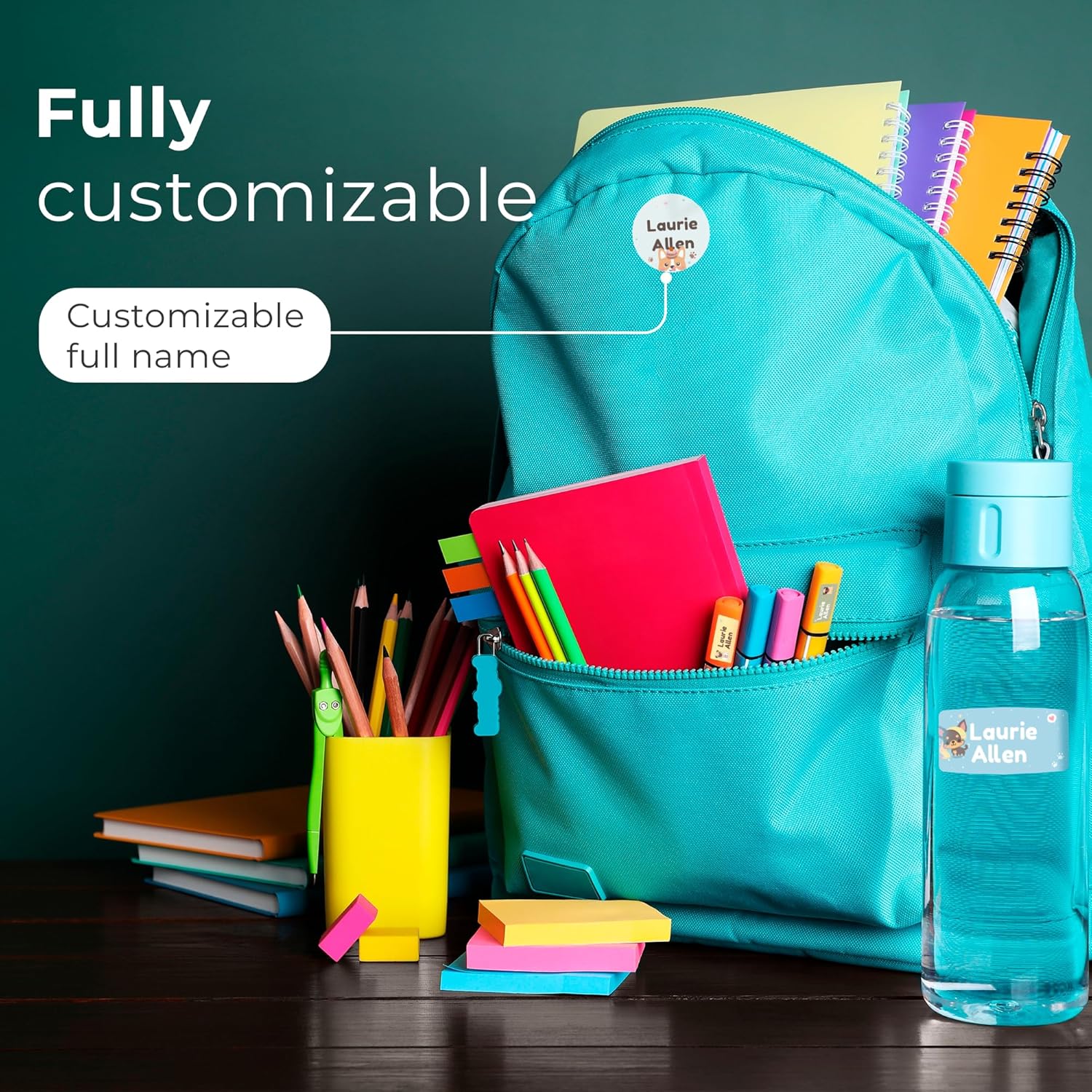 Personalized Name Tag Stickers for Kids (130+ Pack) | Dog Waterproof Labels for School Supplies