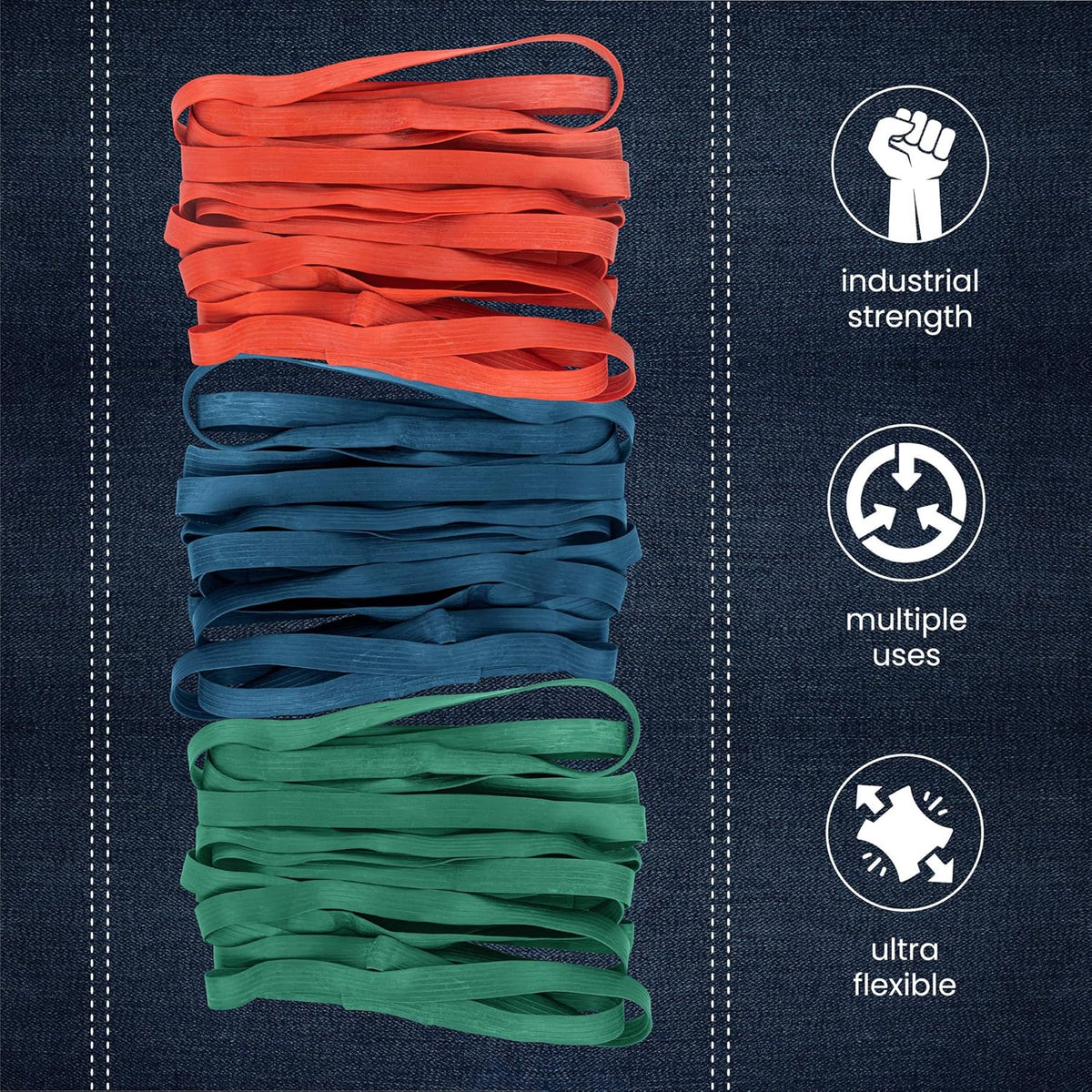 12 Pack Variety Extra Large Moving Rubber Bands for Furniture and Moving Blankets - Extra Strength