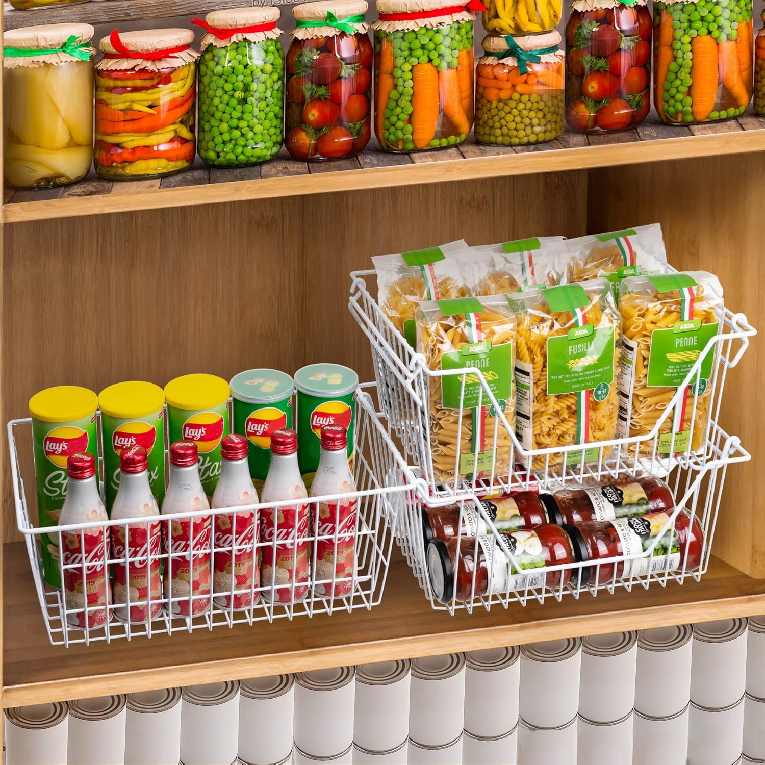 SANNO Wire Metal Baskets Freezer Baskets Farmhouse Organizer Storage Bins Large Organizer Bins for