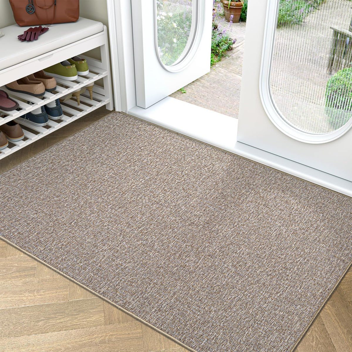 LUMI Ultra Thin Door Mat for Entryway,48"x72" Low Profile Non Slip Rubber Backing Indoor Doormat