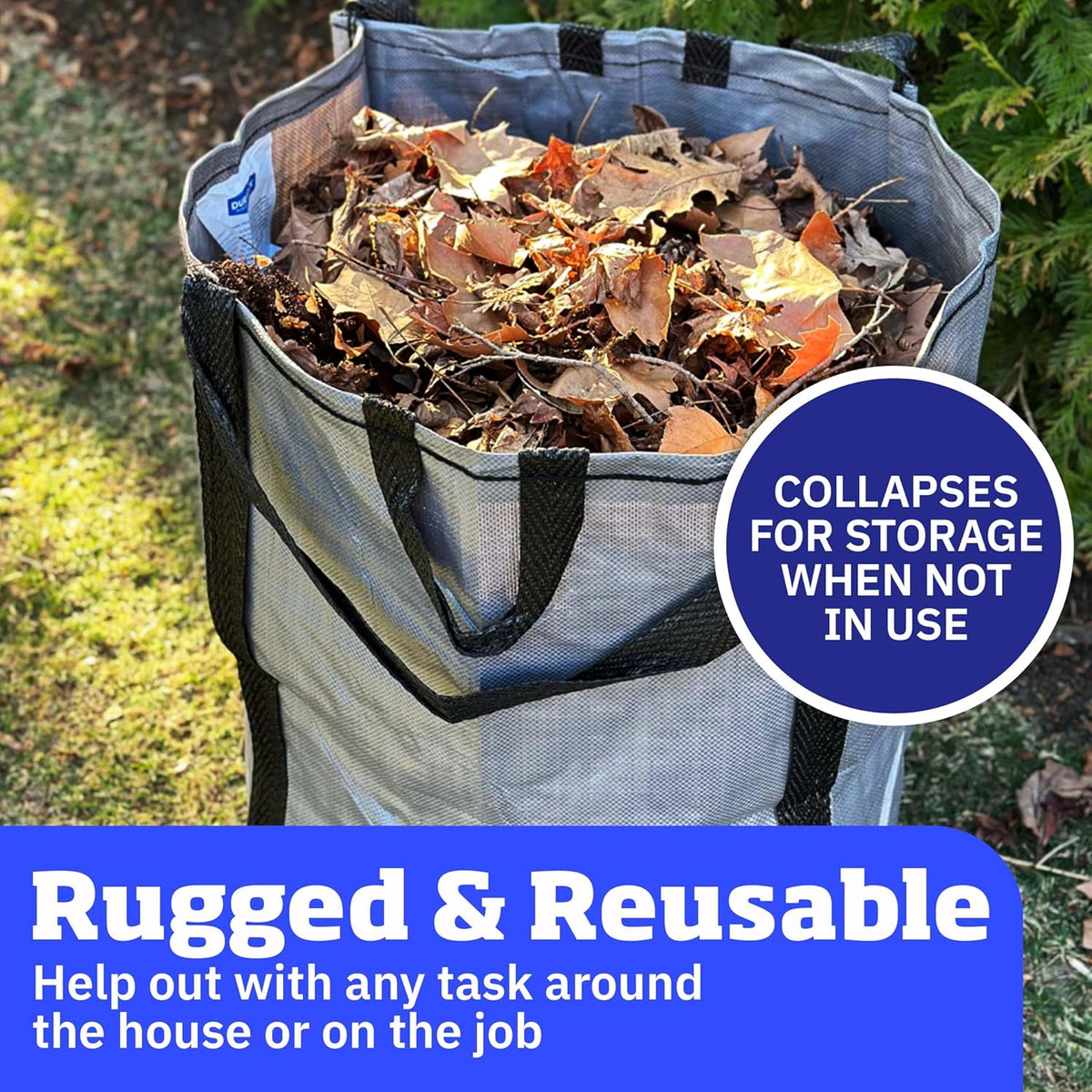 DURASACK Heavy Duty Home and Yard Bags 48-Gallon Reusable Self-Standing Lawn and Leaf Bags Garbage