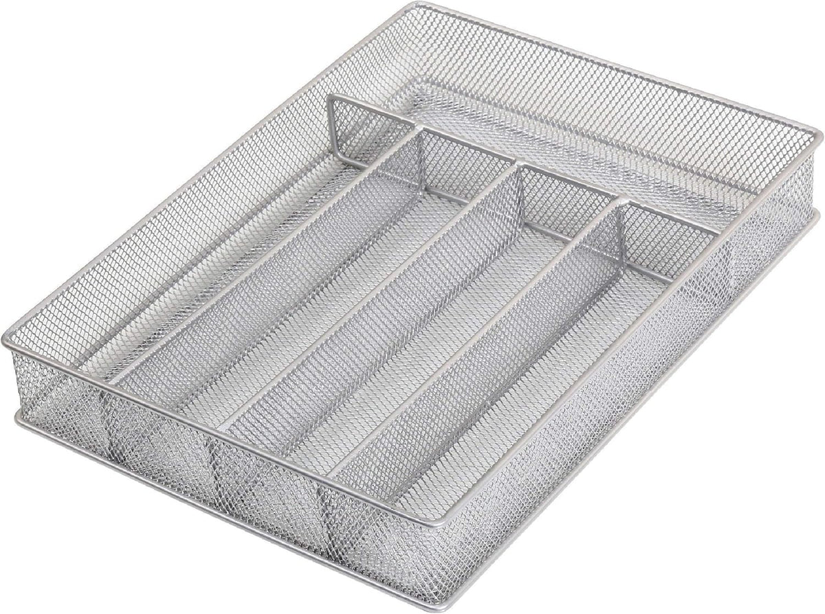YBM Home Metal Silverware Organizer for In-Drawer Cutlery Storage, 5 Compartment Mesh Cutlery