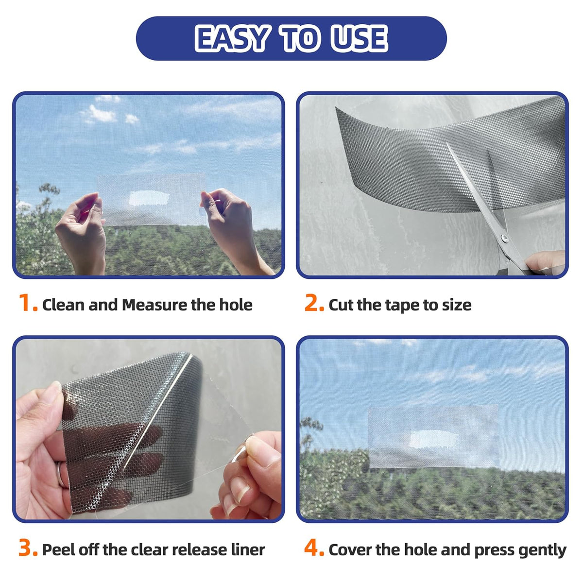 KING MOUNTAIN Black Window Screen Repair Tape,3inX15FT Heavy Duty Screen Repair Kit for Window