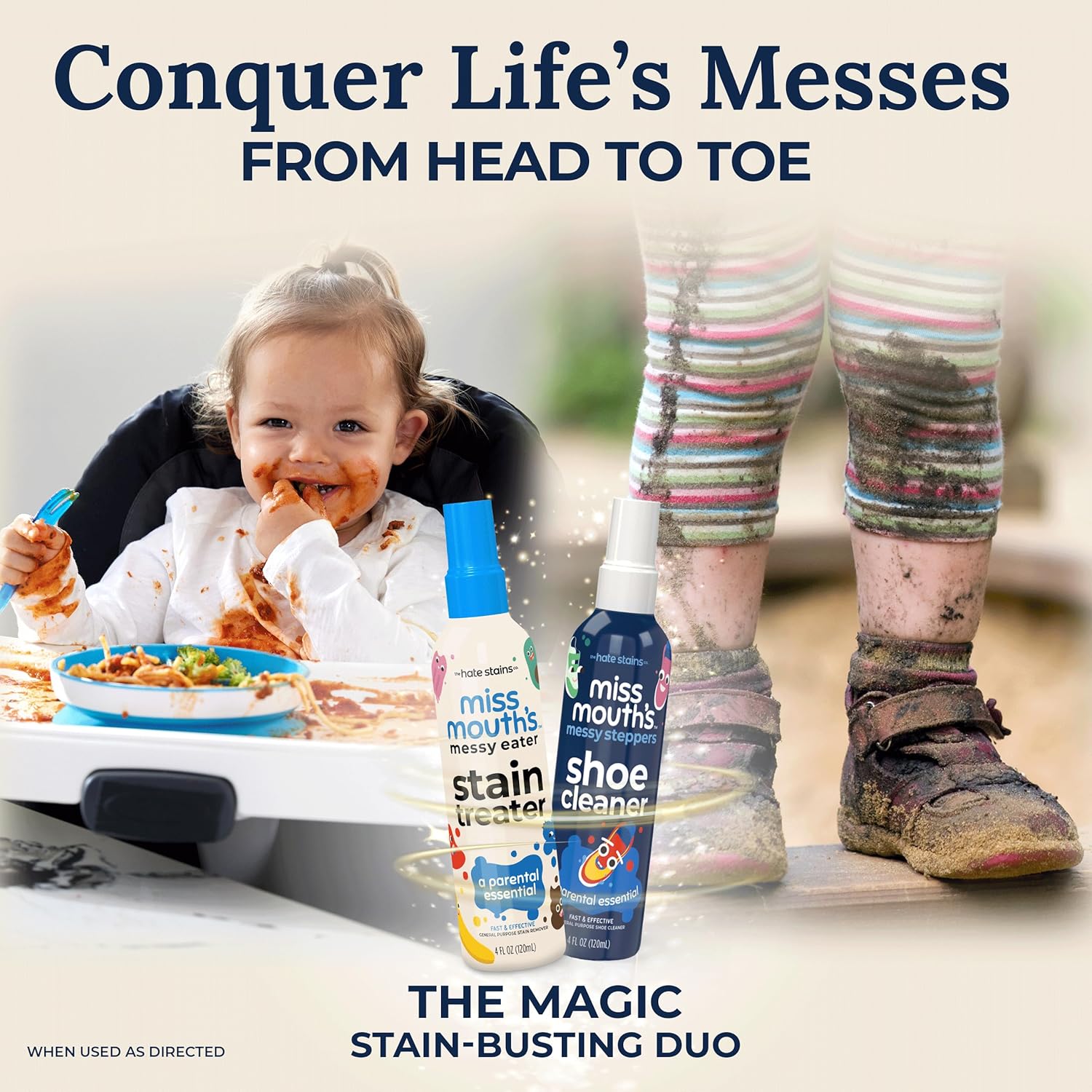 Miss Mouth's Messy Eater Stain Treater and Messy Steppers Shoe Cleaner Magic Duo - Stain Remover