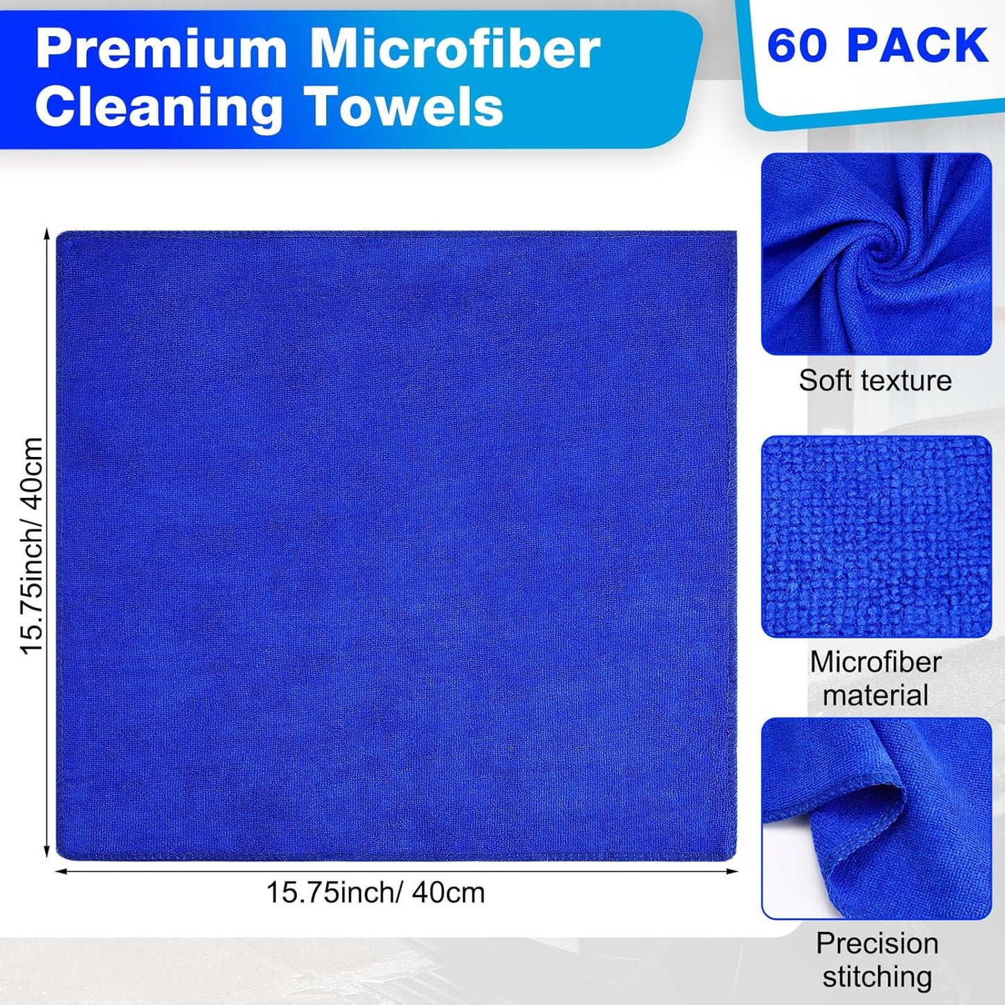 Nuenen Microfiber Cleaning Cloths for Cars 16 x 16 Inch Ultra Absorbent Car Towels Drying Reusable