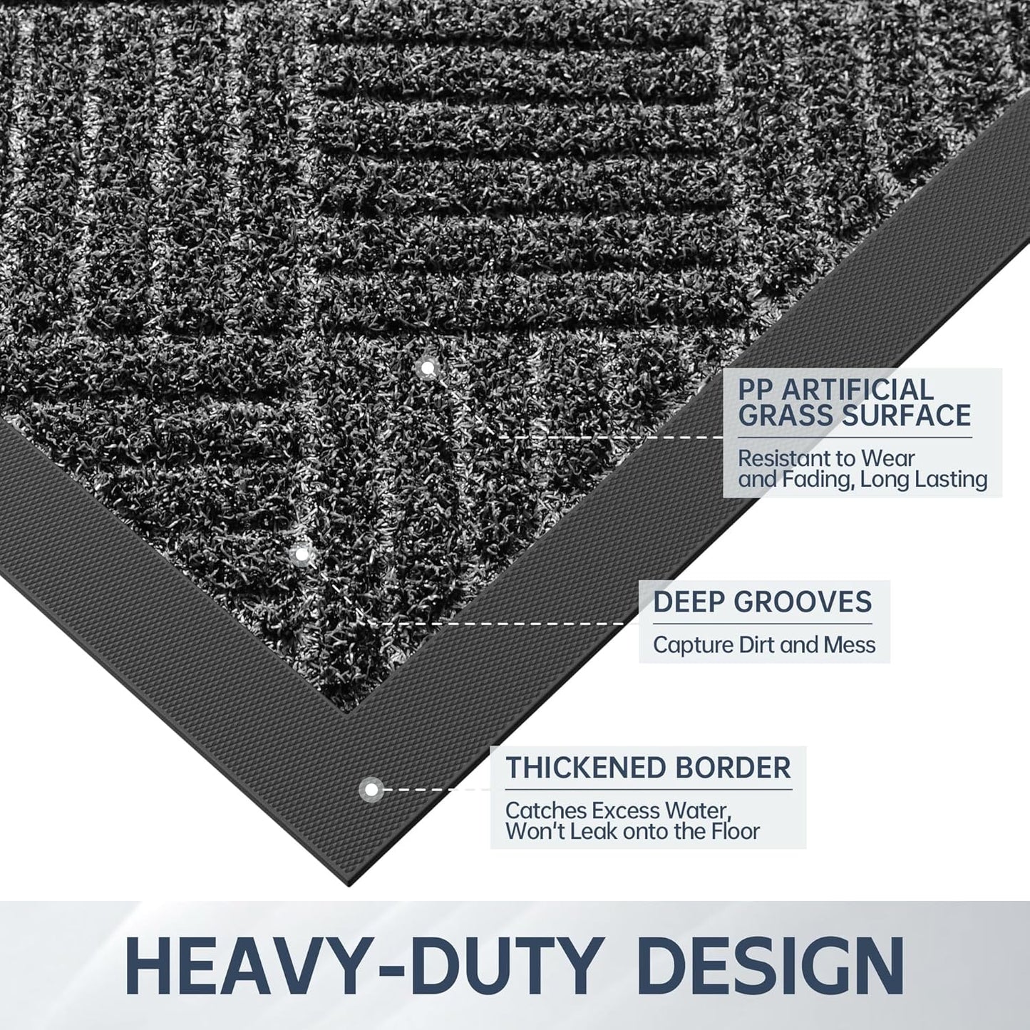 Front Door Mat, 6' x 2' Heavy Duty Indoor Outdoor Doormat, Non-Slip Backing Welcome Mats for