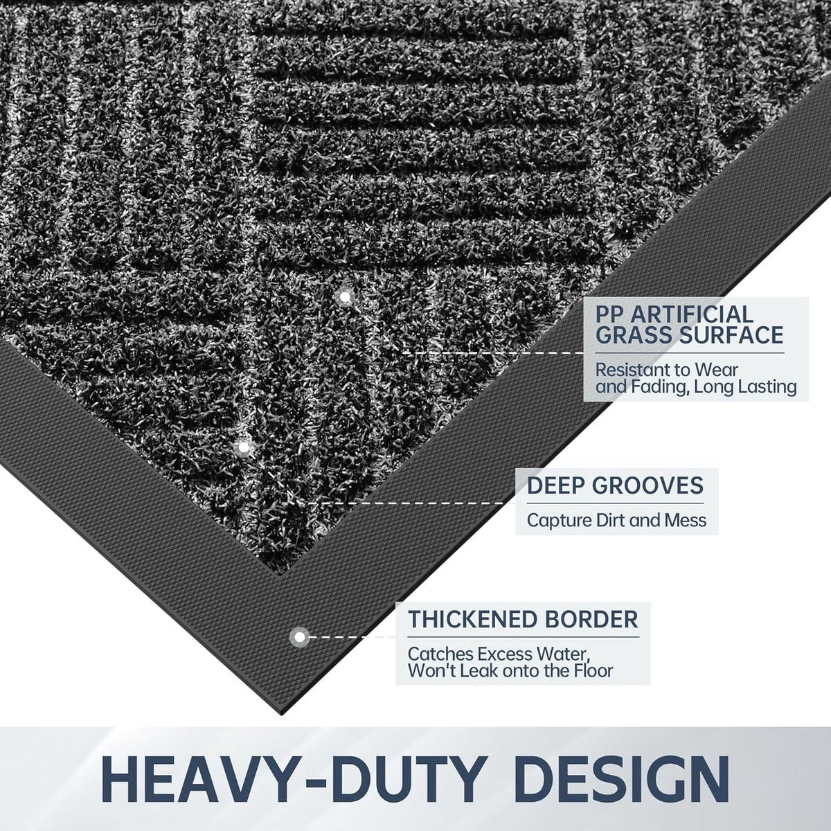 Front Door Mat, 4' x 2' Heavy Duty Indoor Outdoor Doormat, Non-Slip Backing Welcome Mats for