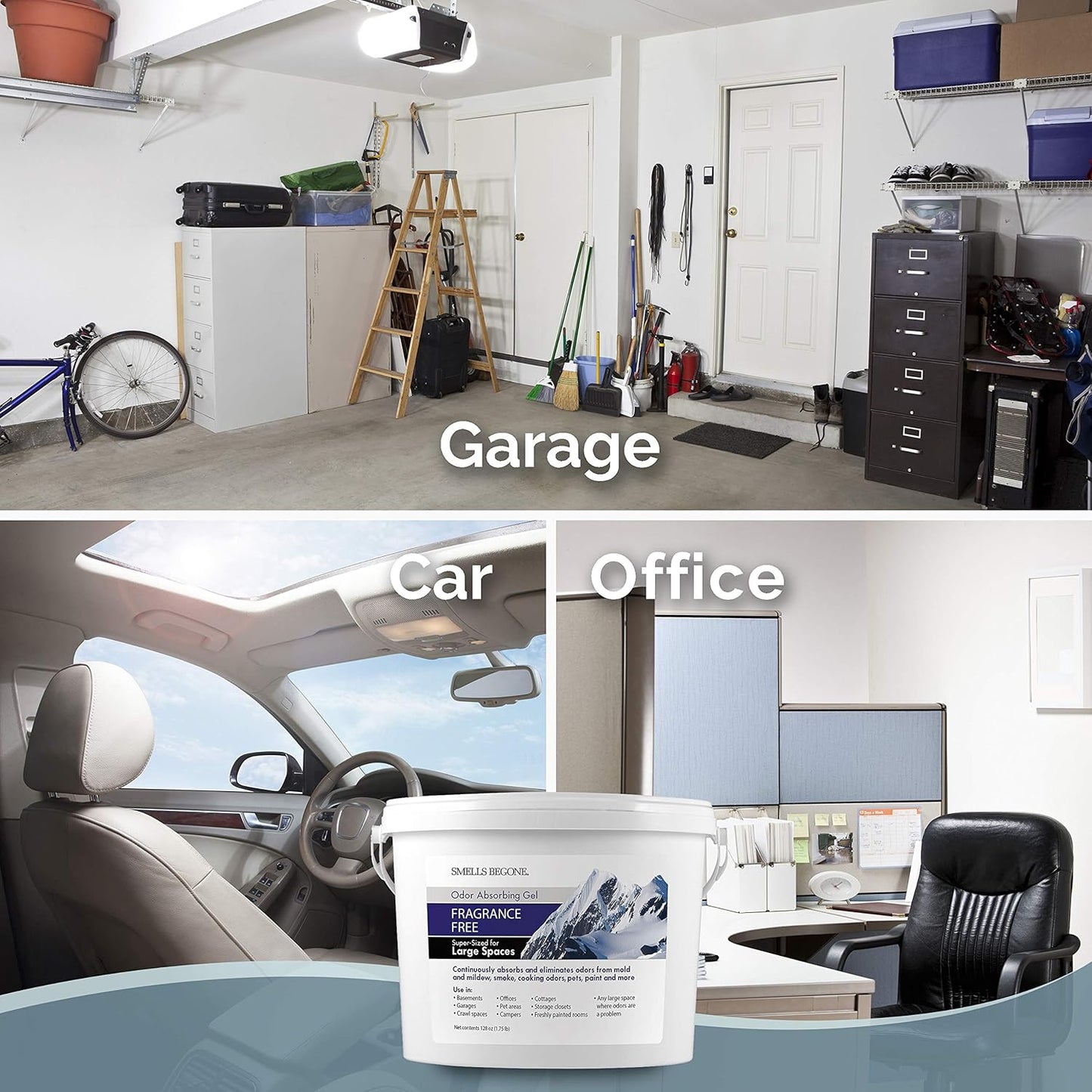 SMELLS BEGONE 1-Gallon Odor Absorber Gel - Air Freshener & Odor Eliminator for Homes, Garages &