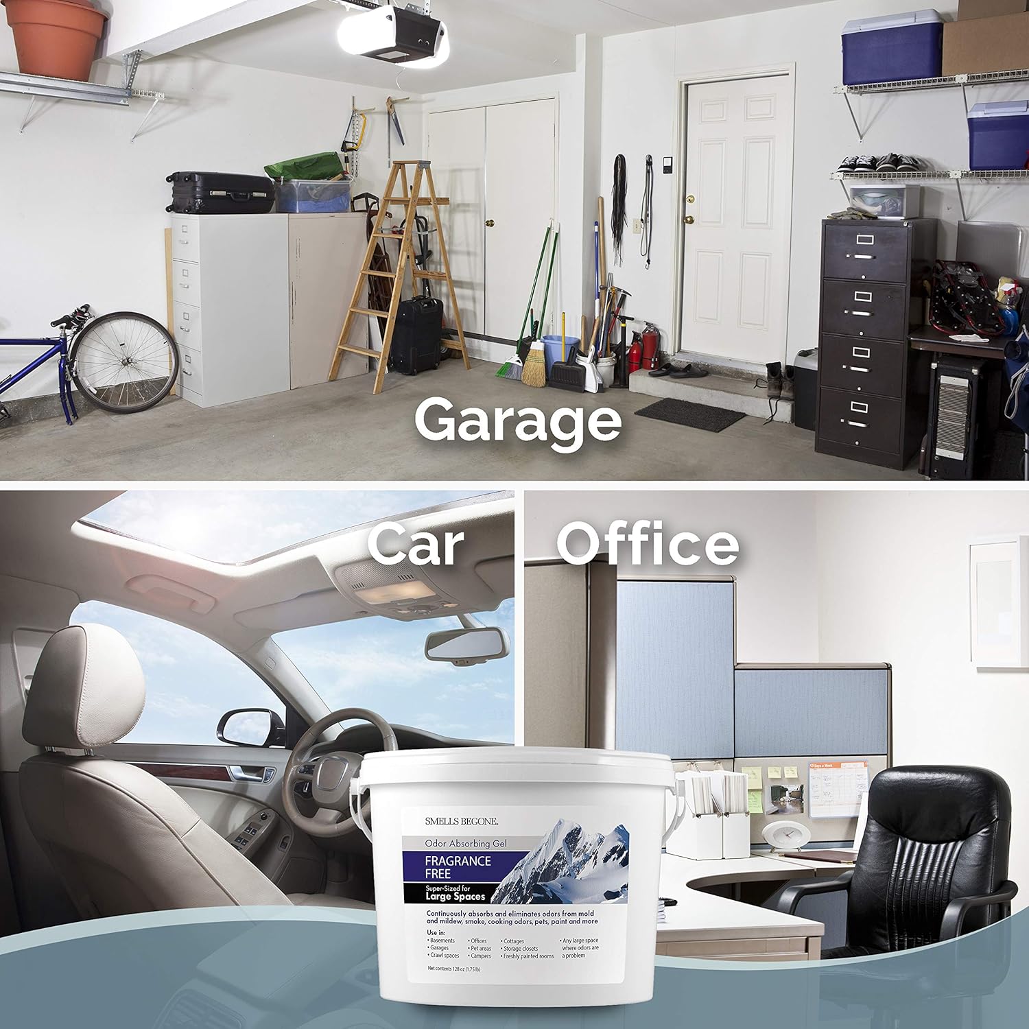 SMELLS BEGONE 1-Gallon Odor Absorber Gel - Air Freshener & Odor Eliminator for Homes, Garages &