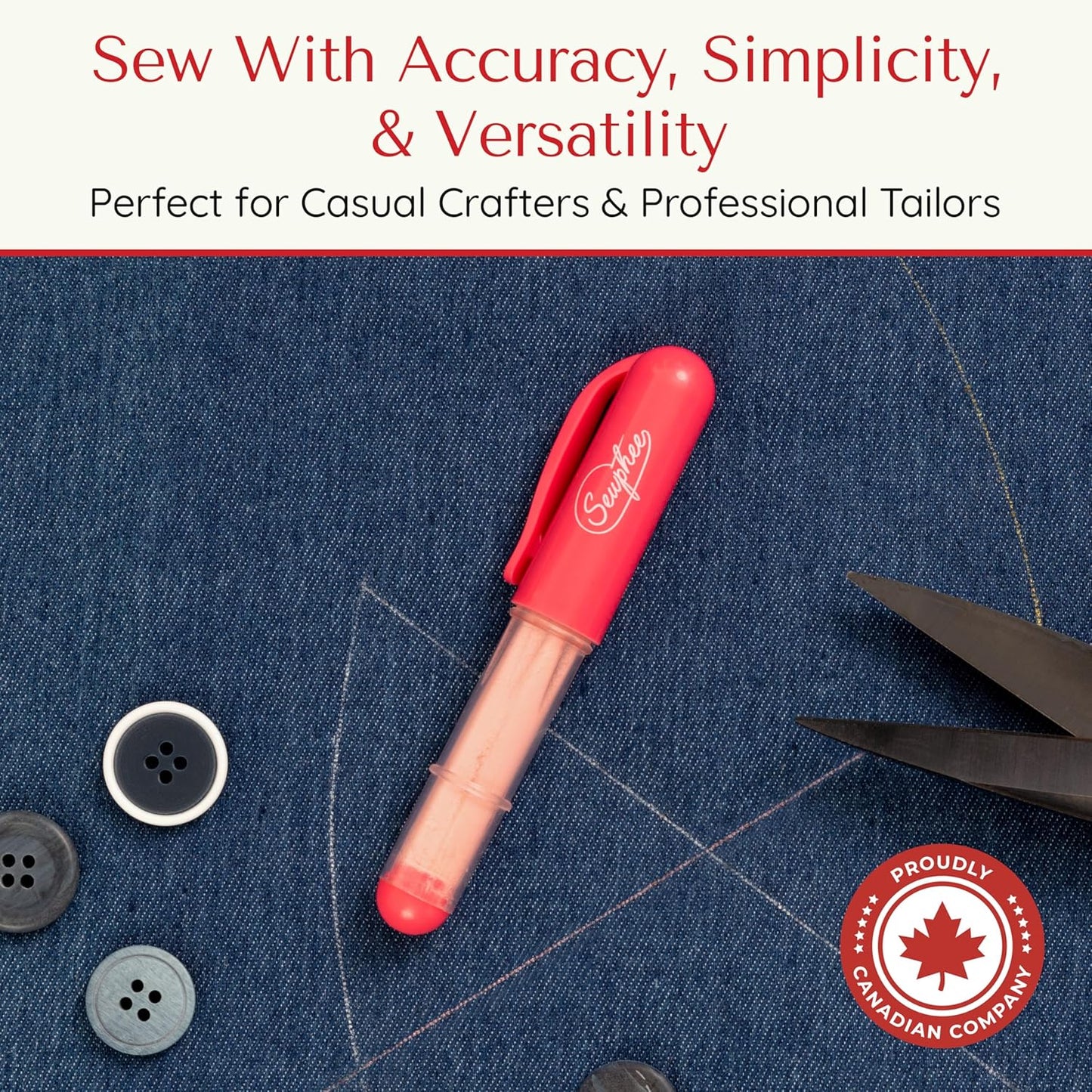 Fabric Markers for Sewing ??Ergonomic Tailors Chalk Pen with Improved Dosing Wheel for Sharp Lines