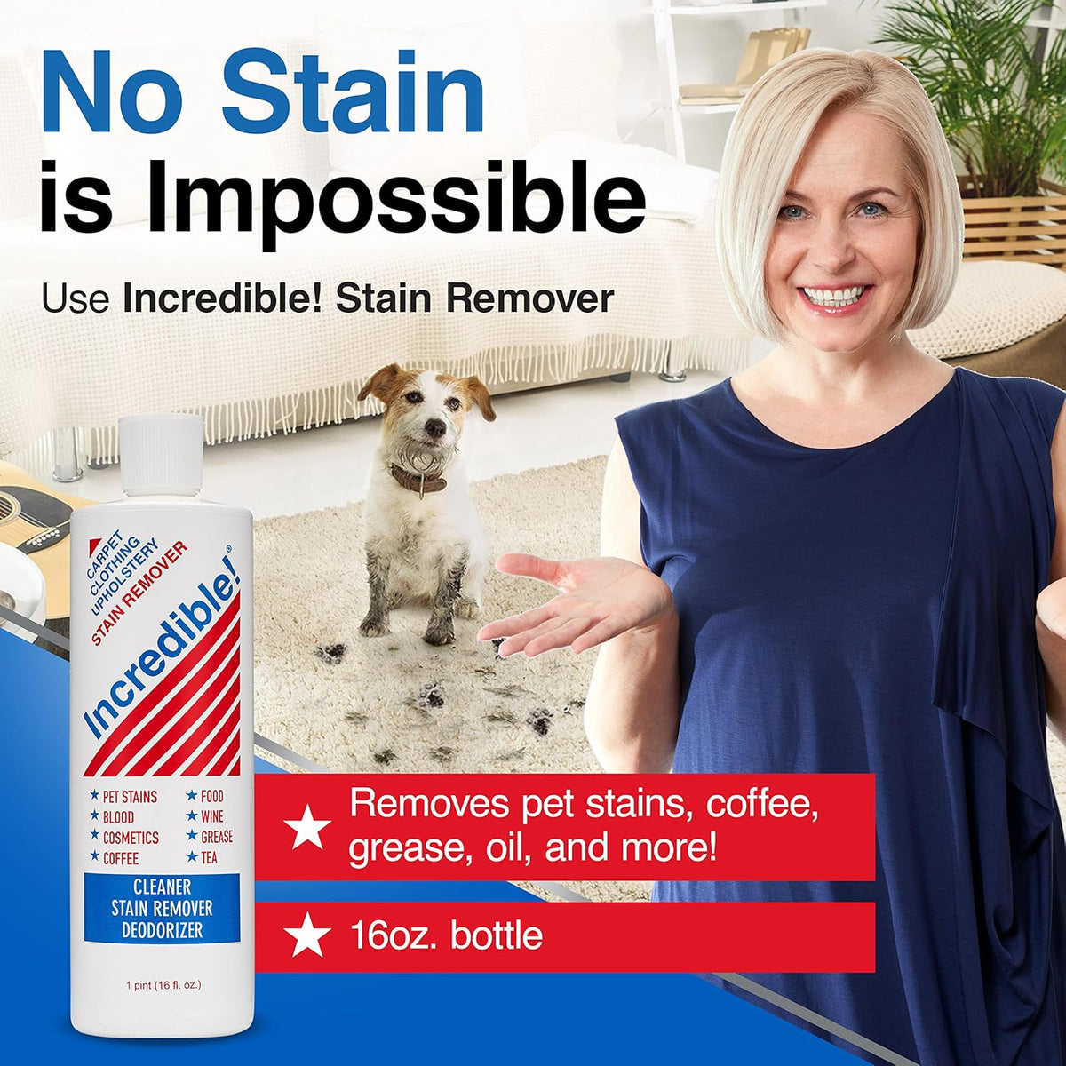 INCREDIBLE! Stain Remover - Commercial Pack Quantity, Professional Stain Cleaner For Carpets