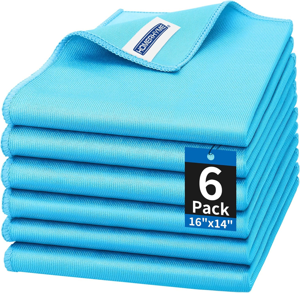 HOMERHYME Microfiber Glass Cleaning Cloth, 6 Pack Window Glass Cleaning Rags, Reusable Lint-Free