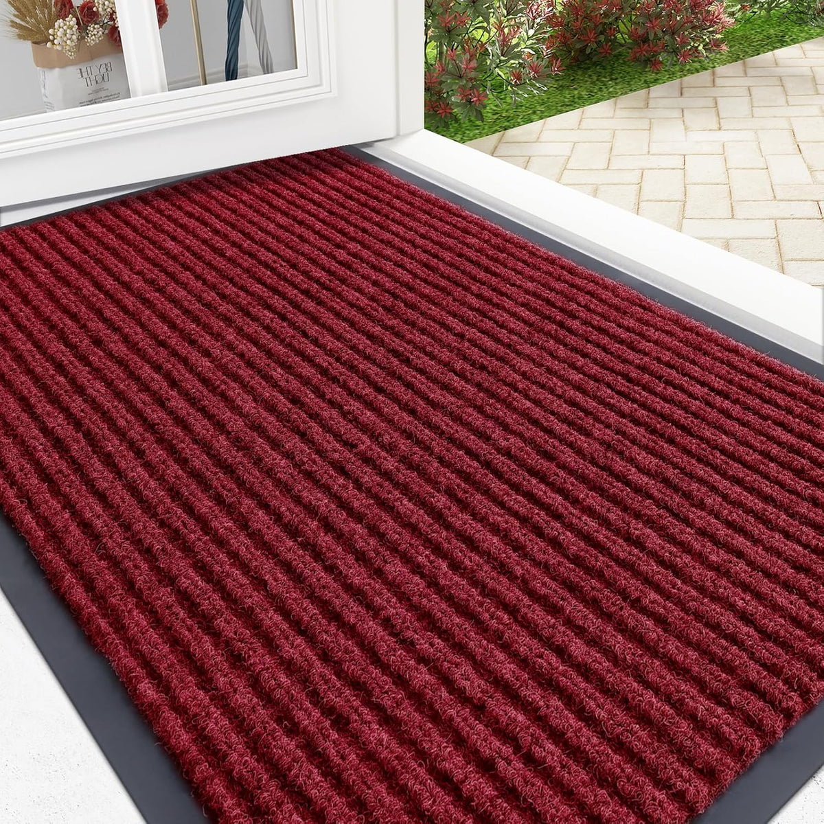 OLANLY Front Door Mat Indoor Outdoor Entrance, Waterproof Heavy Duty Doormat, Fade Resistant, Low