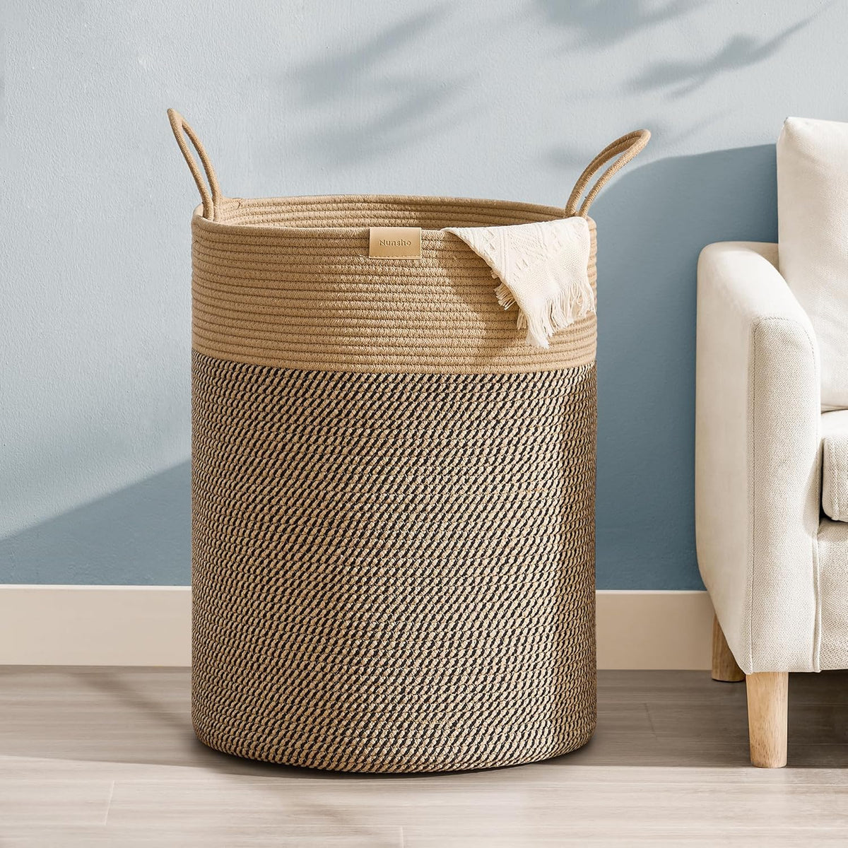Laundry Hamper 95L,Large Laundry Basket for Clothes,Decorative Storage Basket for Blankets,Cotton