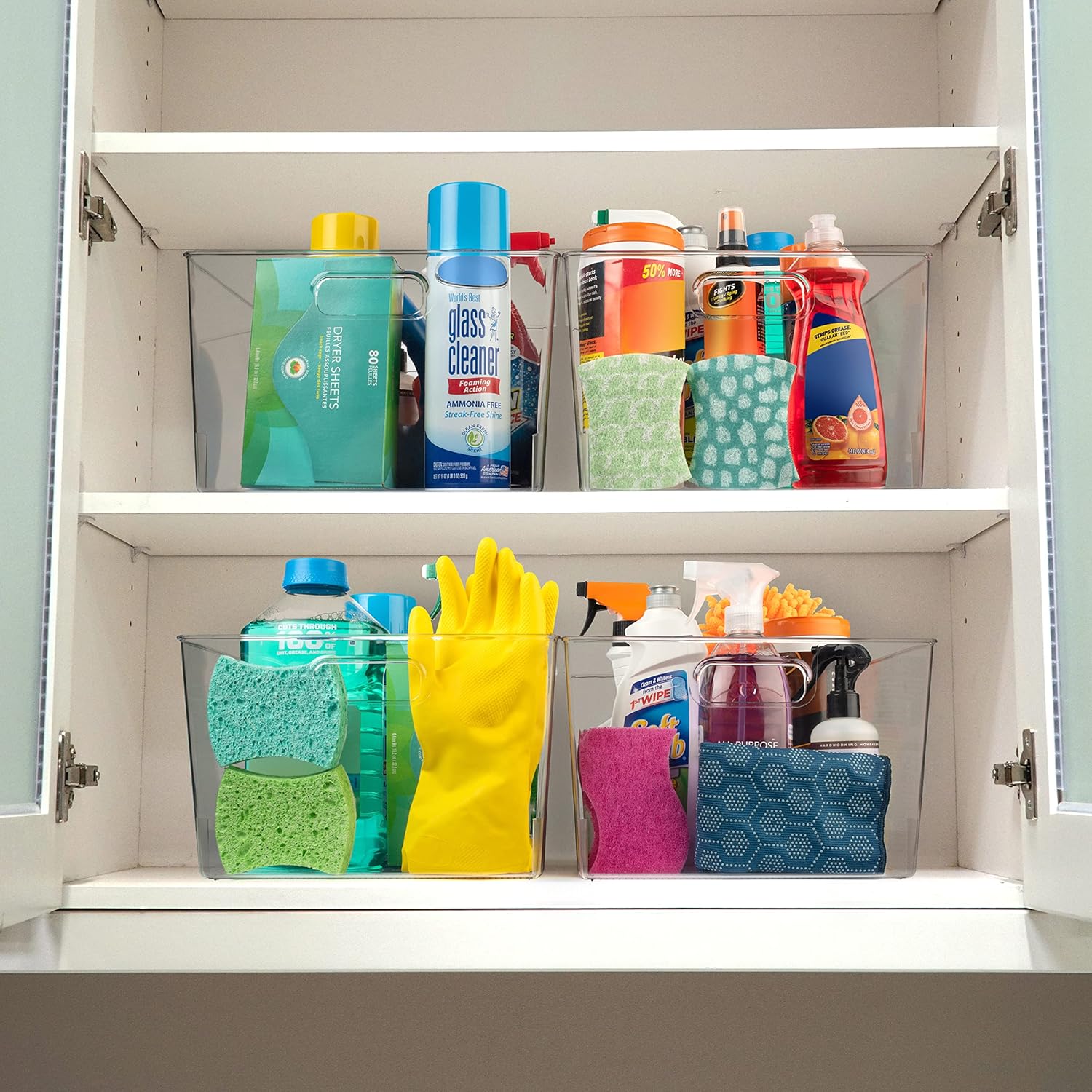 ClearSpace Clear Plastic Storage Bins – XL 6 Pack Perfect Kitchen or Pantry Organization Fridge