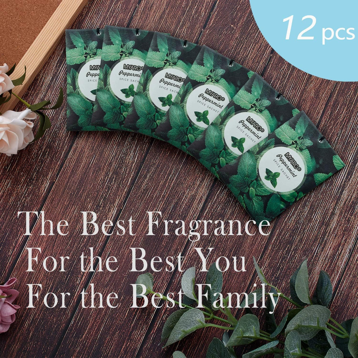 MYARO 12 Packs Peppermint Potpourri Bags Sachets for Drawer and Closet, Long-Lasting Drawer