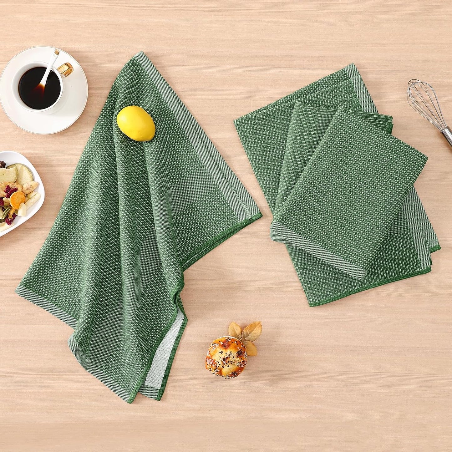 Homaxy Premium Kitchen Towels(18”x 28”, 12 Pack), Large Cotton Kitchen Hand Towels, Flat and Terry
