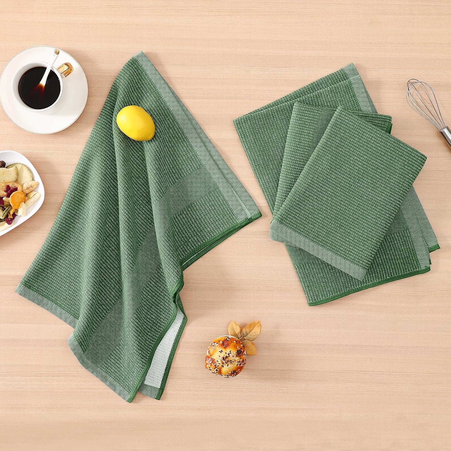 Homaxy Premium Kitchen Towels(18”x 28”, 12 Pack), Large Cotton Kitchen Hand Towels, Flat and Terry