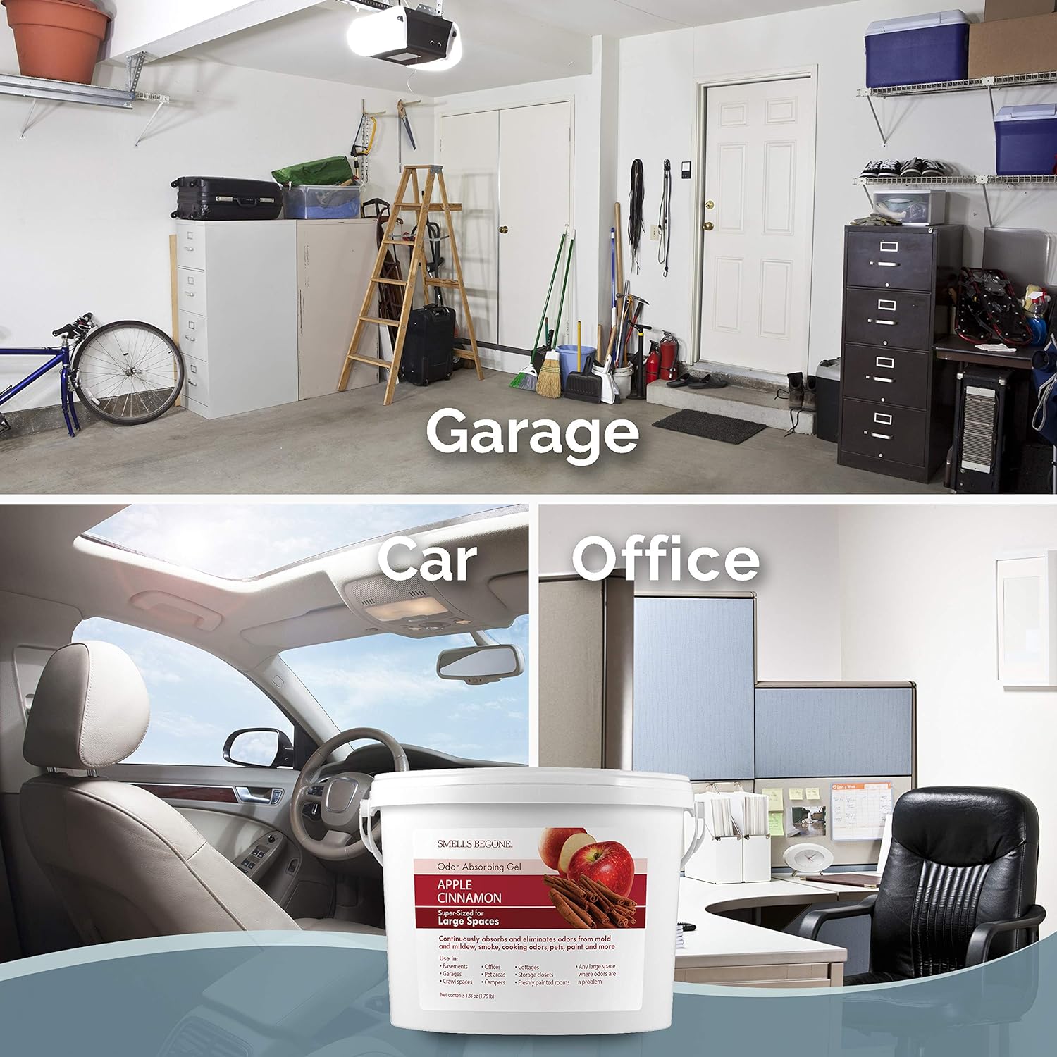 SMELLS BEGONE 1-Gallon Odor Absorber Gel - Air Freshener & Odor Eliminator for Homes, Garages &