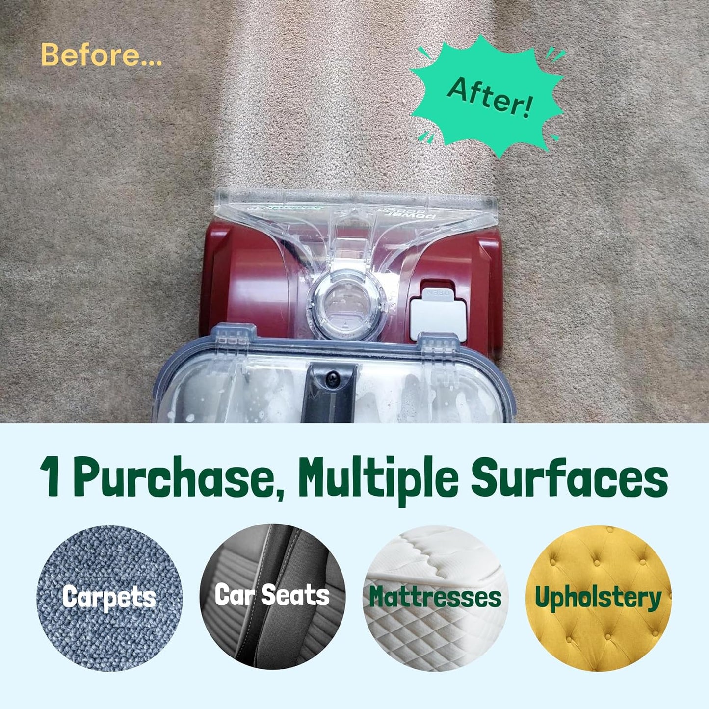 Sunny & Honey Carpet Cleaner Solution - 128 Fl Oz, Spring Mint Scent - Carpet Shampoo & Pet Stain