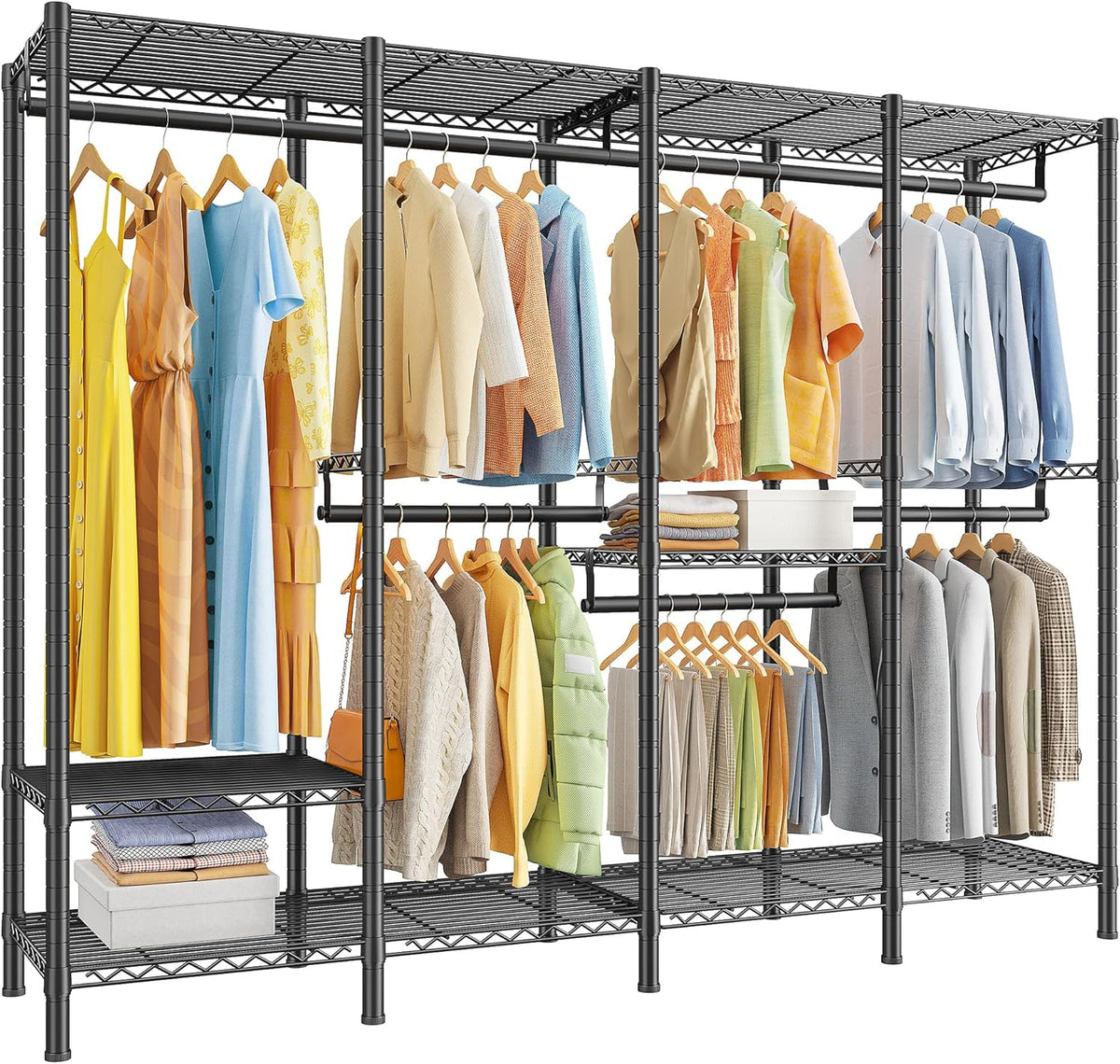 Raybee Clothes Rack Heavy Duty 1100 LBS Capacity Clothing Racks for Hanging Clothes Adjustable