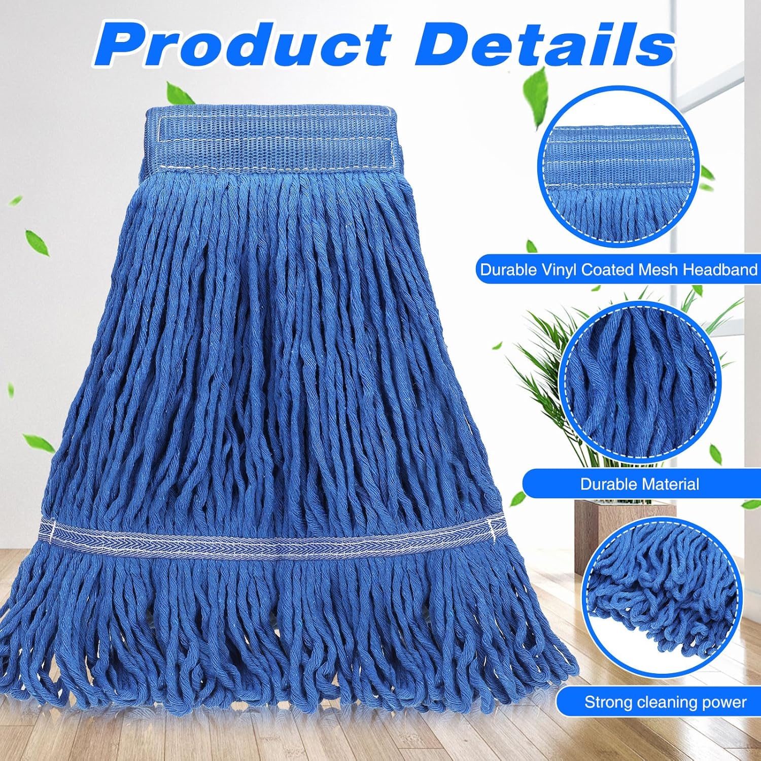Roshtia 30 Pieces Commercial Mop Head Replacement Floor Cleaning Wet Mop Heads Heavy Duty Large