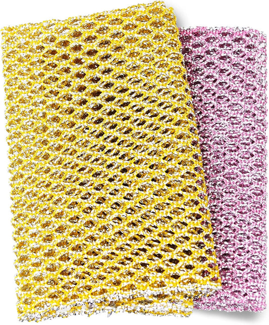 Heavy Duty Dish Scrubbers, Non-Scratch Scouring Pads - Odorless & Long Lasting Mesh Dish Cloth