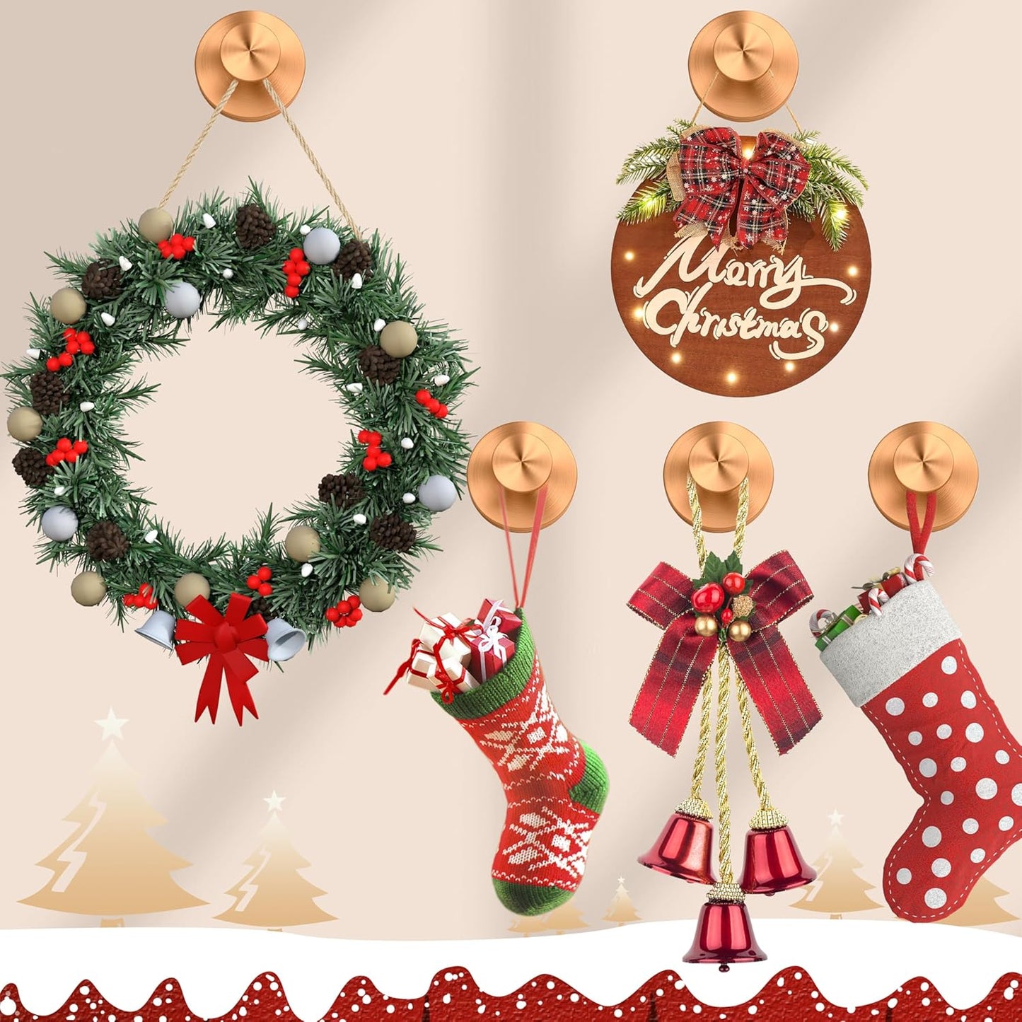 Suction Cup Hooks for Shower,Wreath Hanger for Front Door,Removable No Drill Towel Loofah