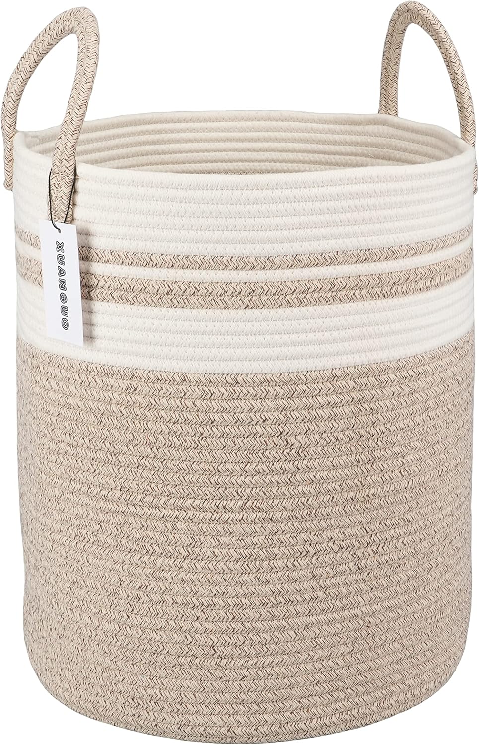 Cotton Rope Laundry Basket Hamper for Clothes Woven Storage Basket for Living Room Bedroom Boho