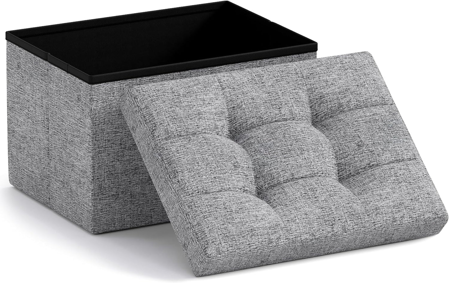 Ornavo Home Small Storage Ottoman Foldable Collapsible Rectangle Linen Ottoman Foot Rest Stool