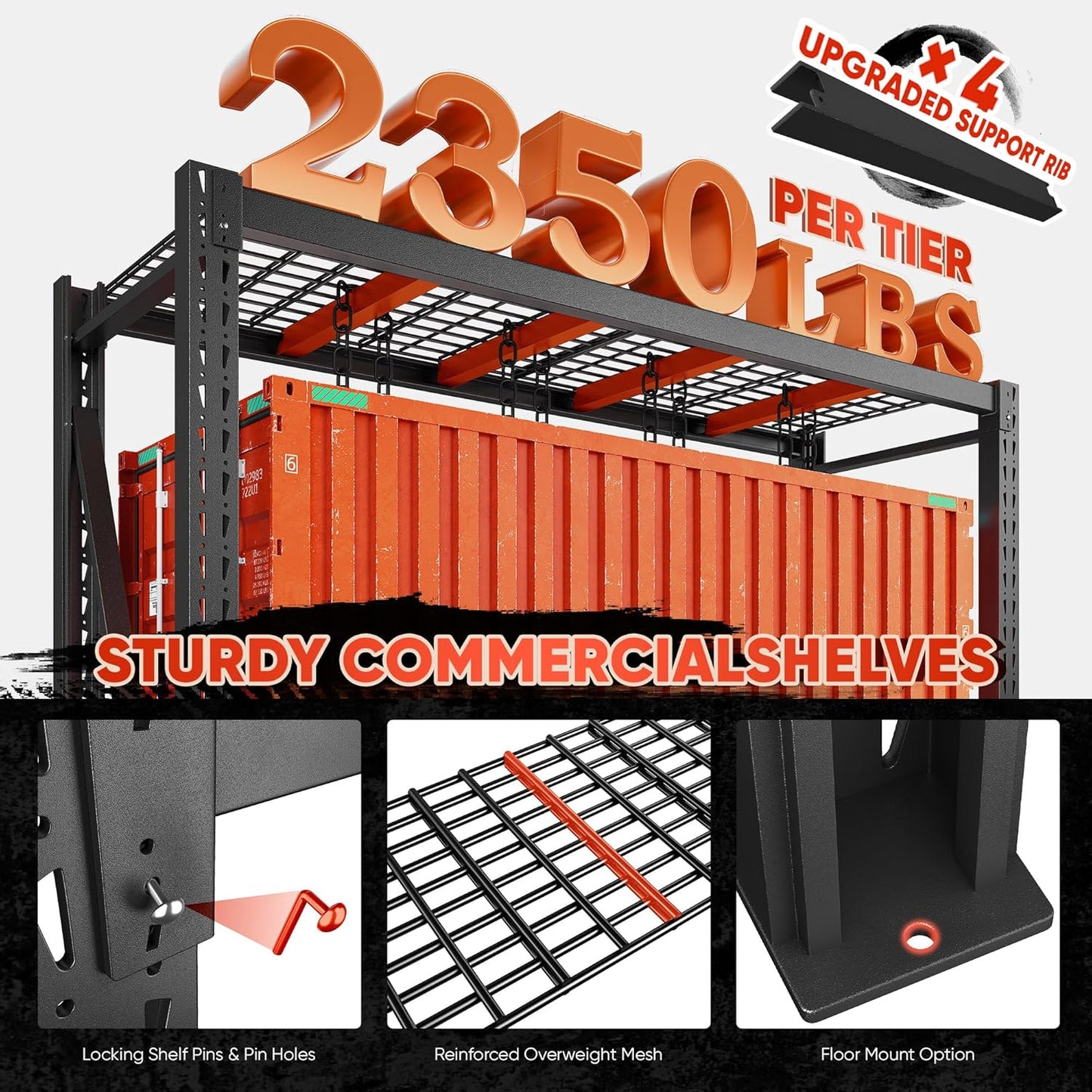Bepatio 7014LBS Garage Shelving Heavy Duty 67.6W Storage Shelves Adjustable Metal Shelving 3 Tier