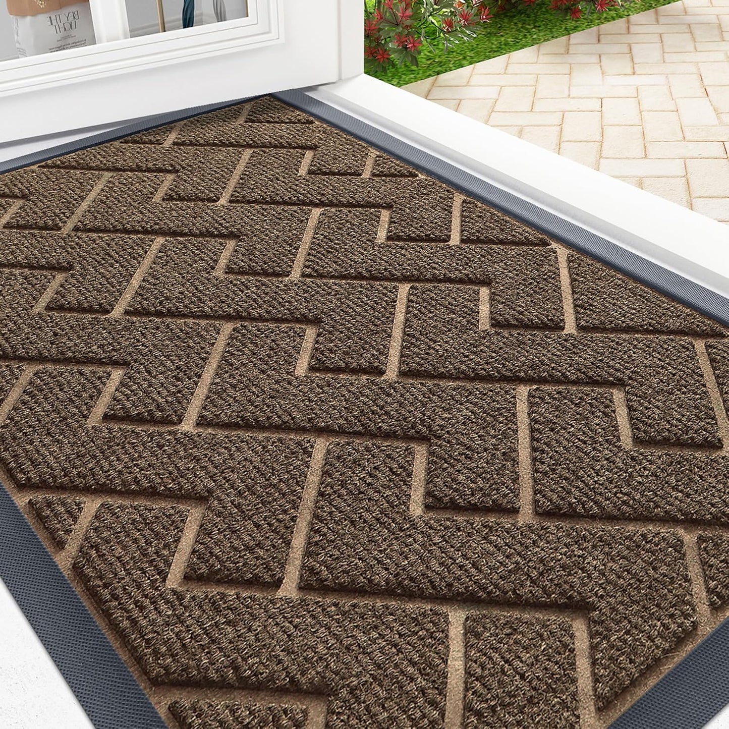 OLANLY Front Door Mat Indoor Outdoor Entrance, Waterproof All-Season, All-Weather Doormat, Sturdy