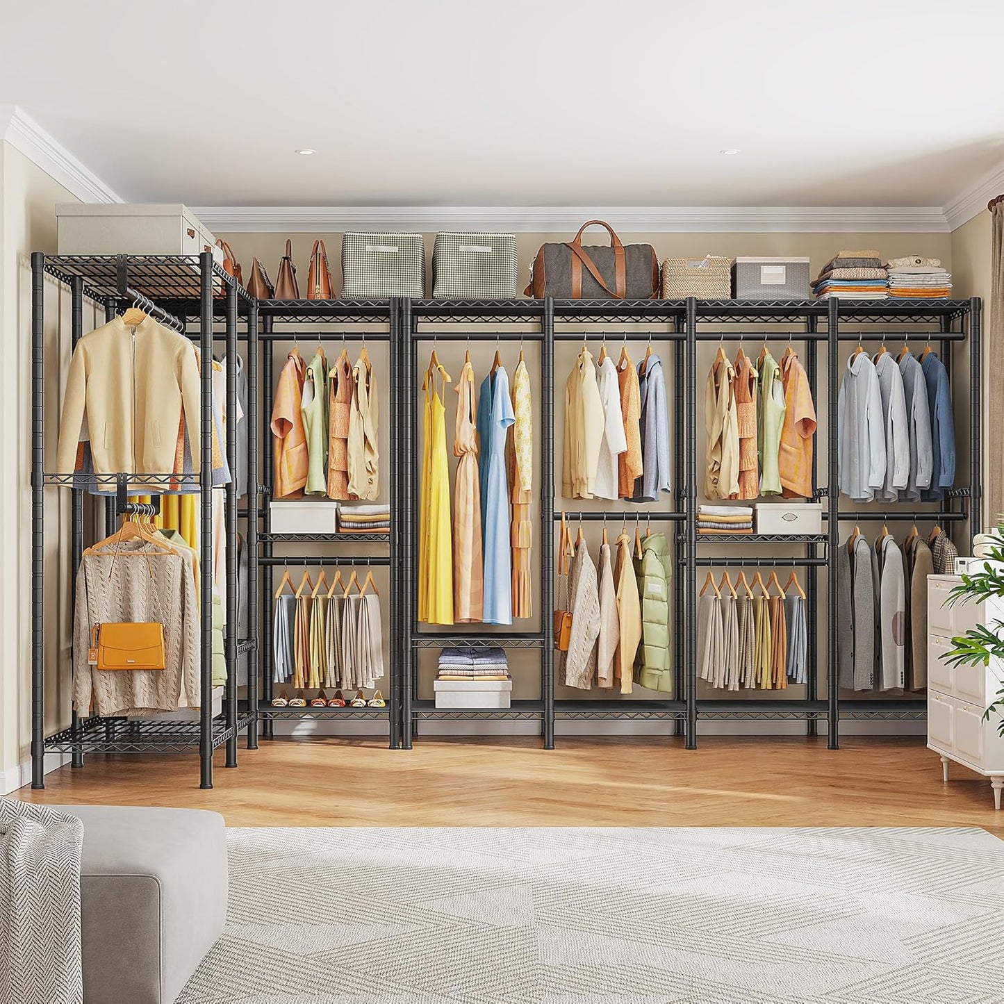 Raybee Clothes Rack Heavy Duty 1100 LBS Capacity Clothing Racks for Hanging Clothes Adjustable