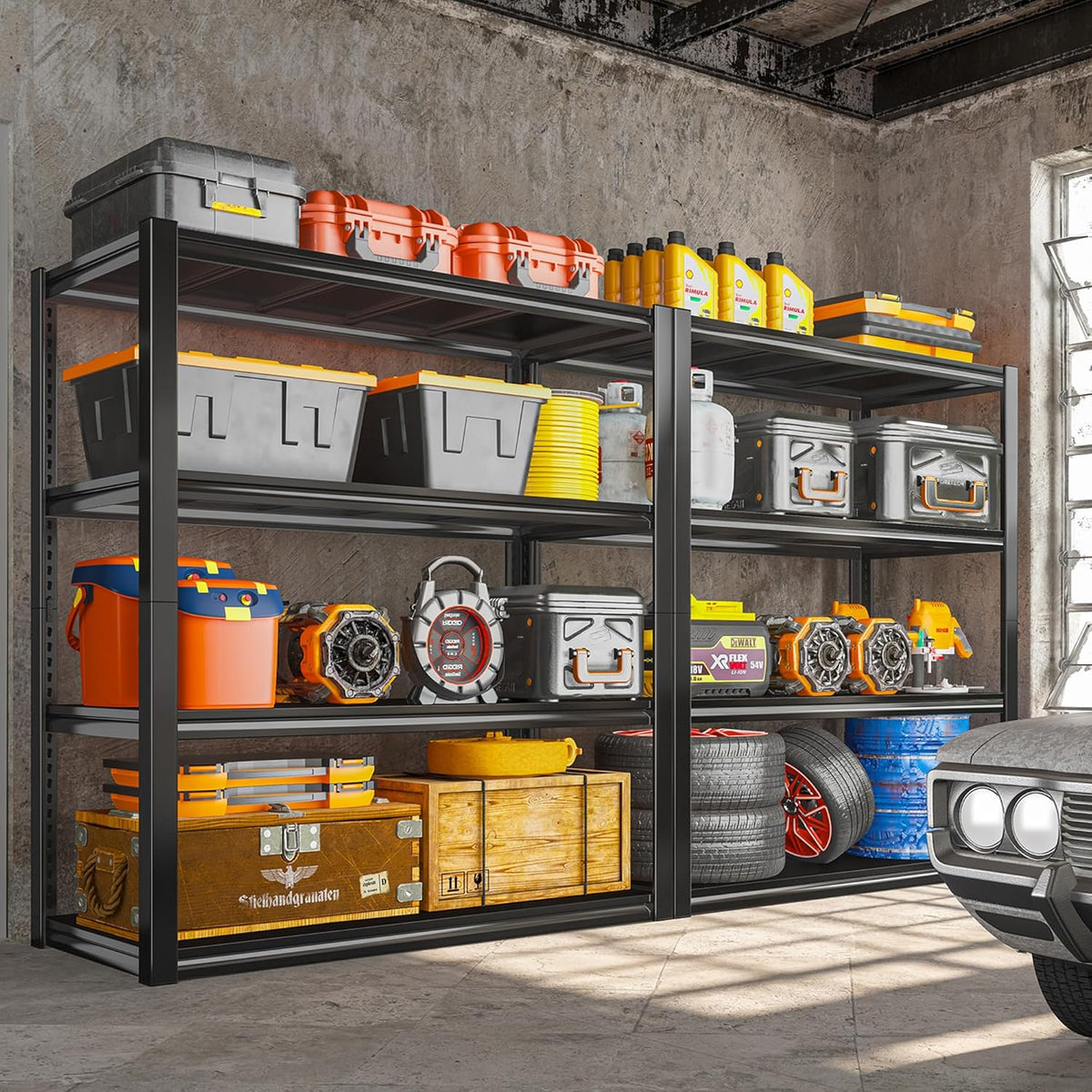 Raybee 40" W Garage Shelving Heavy Duty Storage Shelves 56.9" H Metal Shelving Heavy Duty Load