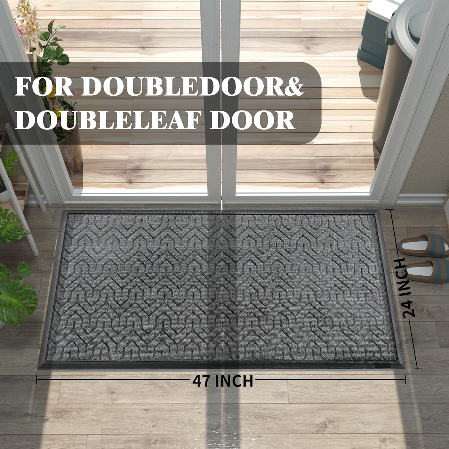 Yimobra Large Door Mat Outside Entrance 47x24, Waterproof Heavy Duty Outdoor Mats for Front Door
