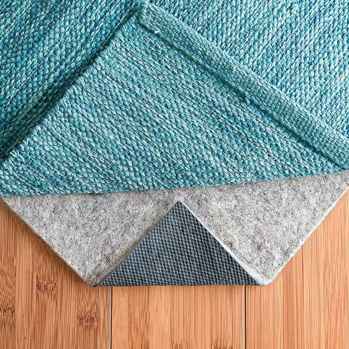 RUGPADUSA - Dual Surface - 6' Square - 1/4" Thick - Felt + Rubber - Non-Slip Backing Rug Pad - Safe