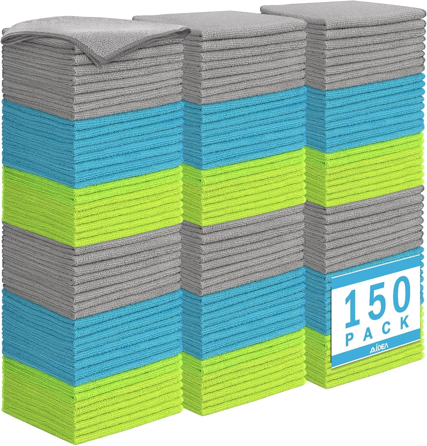 AIDEA Microfiber Cleaning Cloth-150PK, Soft Microfiber Towels for Cars, Absorbent Cleaning Rags