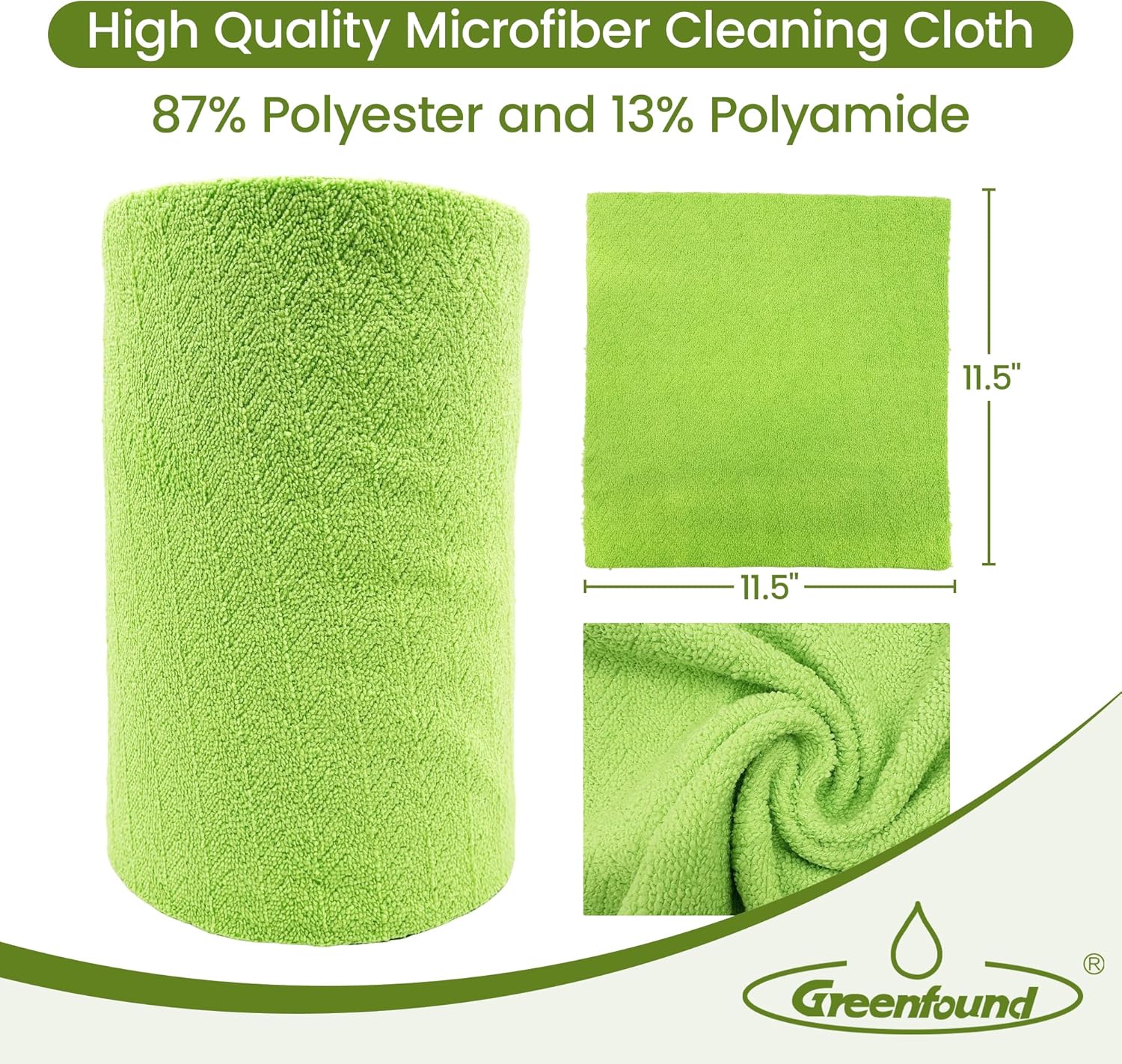 Greenfound Microfiber Cleaning Cloth Roll -80 Pack,Tear Away Microfiber Towels for Car,Reusable