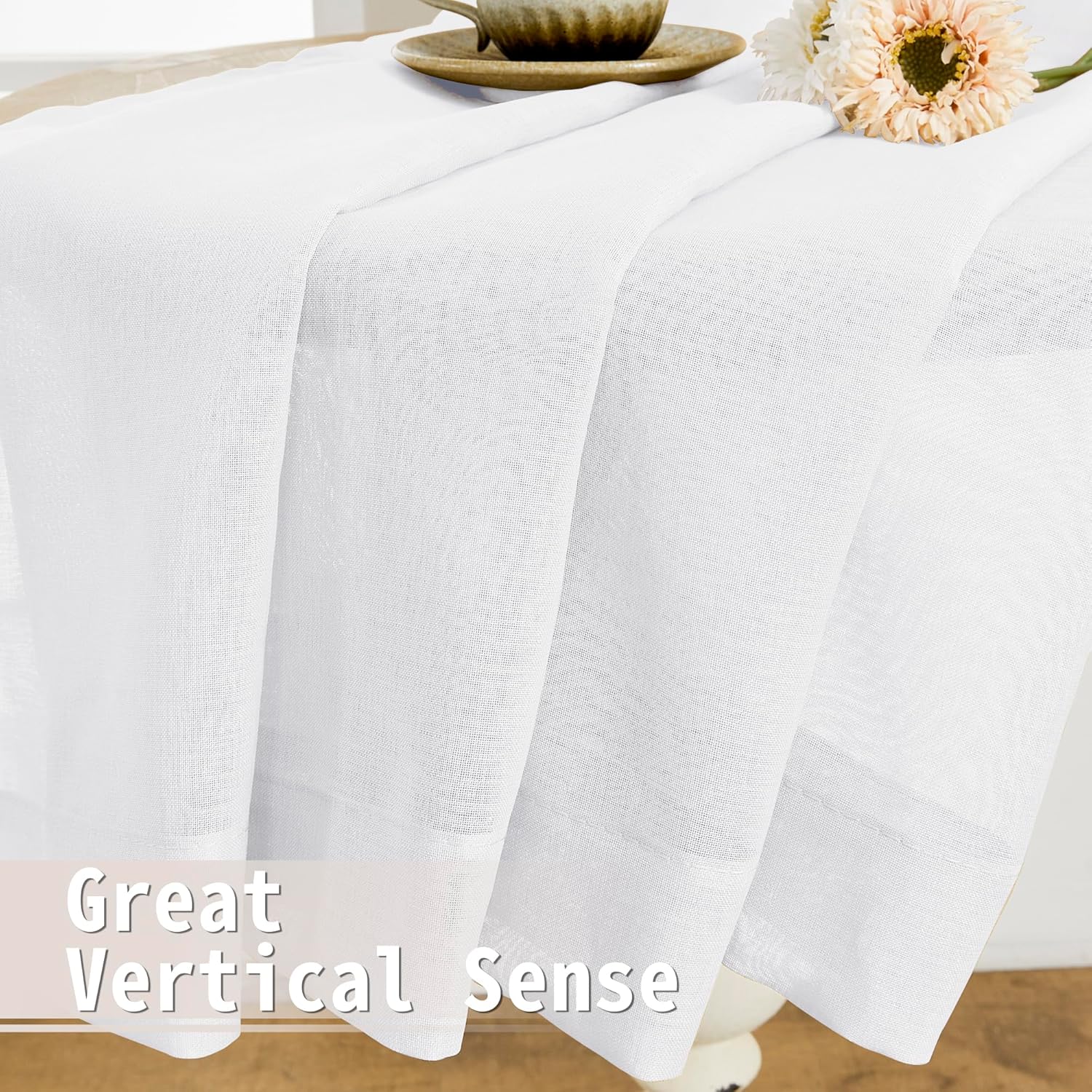 Tollpiz Sheer Door Curtains Closet Linen Textured Curtain Sheers Doorway Light Filtering Voile