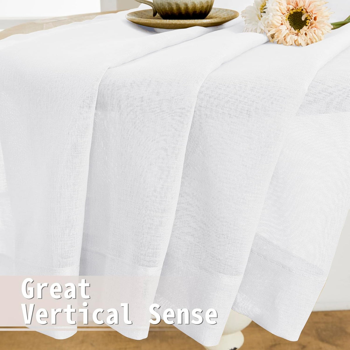 Tollpiz Short Sheer Door Curtain Closet Linen Textured Curtain Sheers Doorway Light Filtering Voile