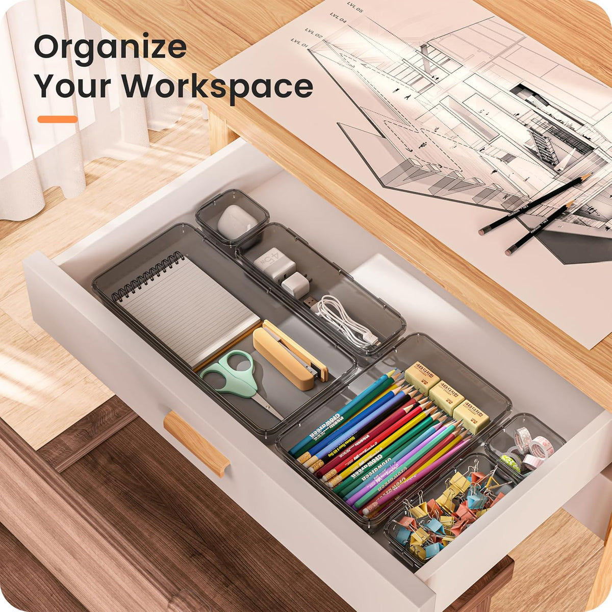 【Military Grade】 Drawer Organizer, 【𝟱𝗦𝗶𝘇𝗲】 Clear Makeup organizer, 【Holds 177 Items】 Bathroom